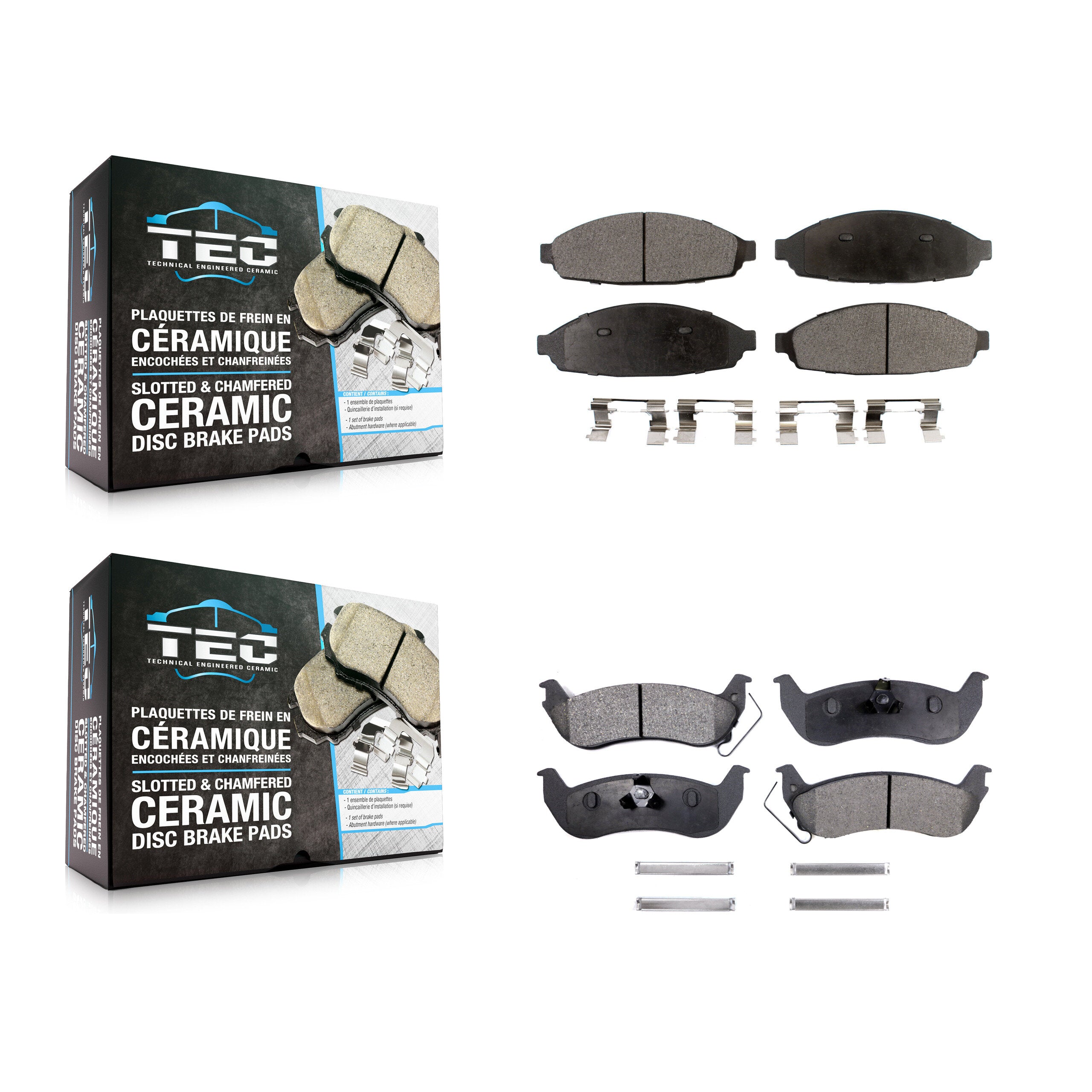 Front Rear Ceramic Brake Pads Kit For Ford Crown Victoria Lincoln Town Car Grand