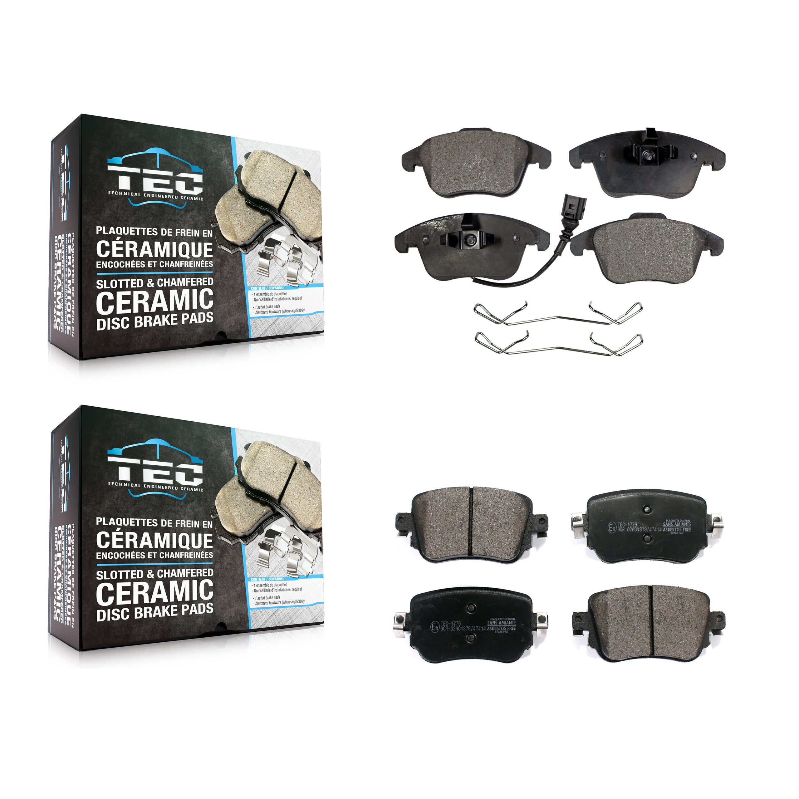 Front Rear Ceramic Brake Pads Kit For Volkswagen Passat Audi Q3 Quattro