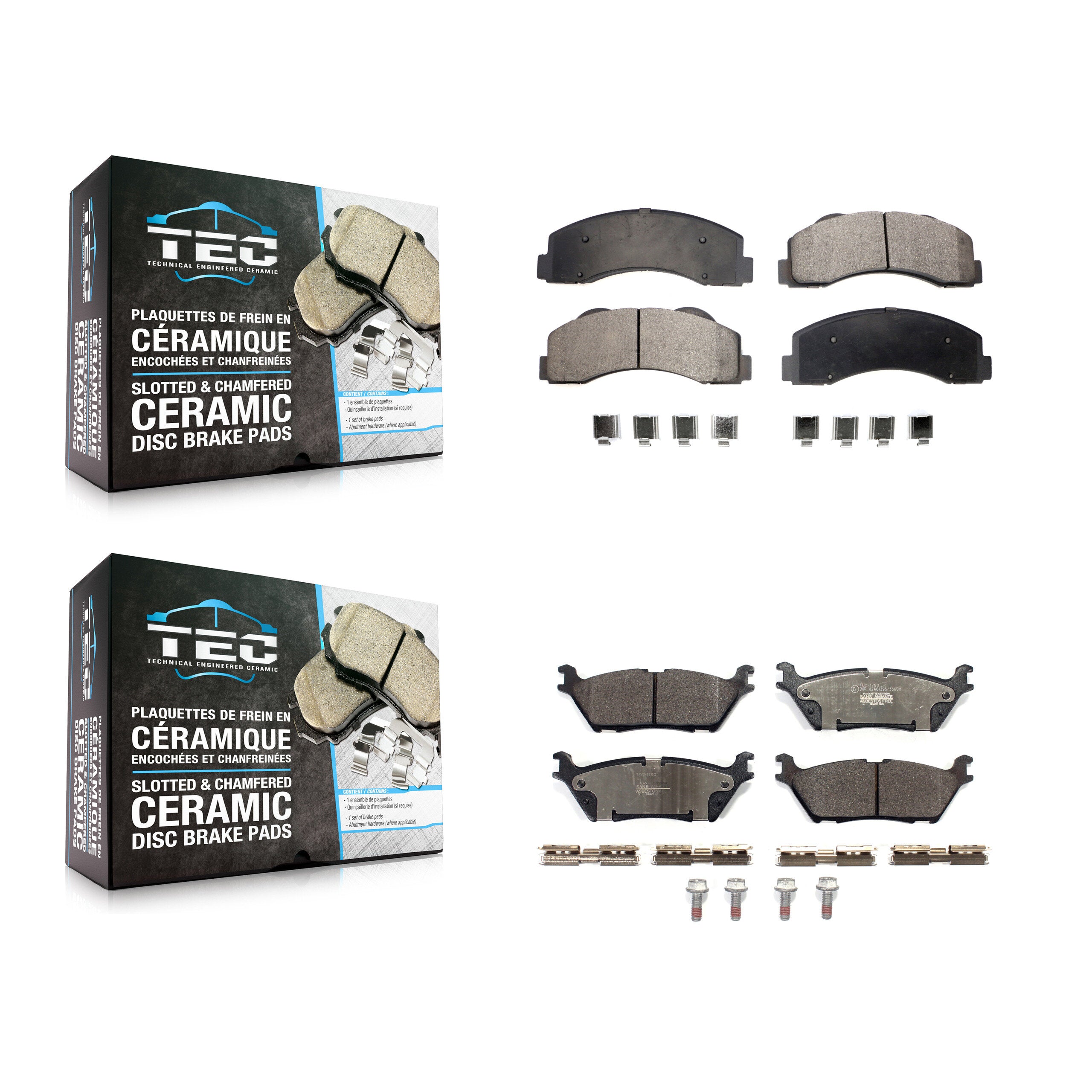 Front Rear Ceramic Brake Pads Kit For Ford F-150 With Electric Parking