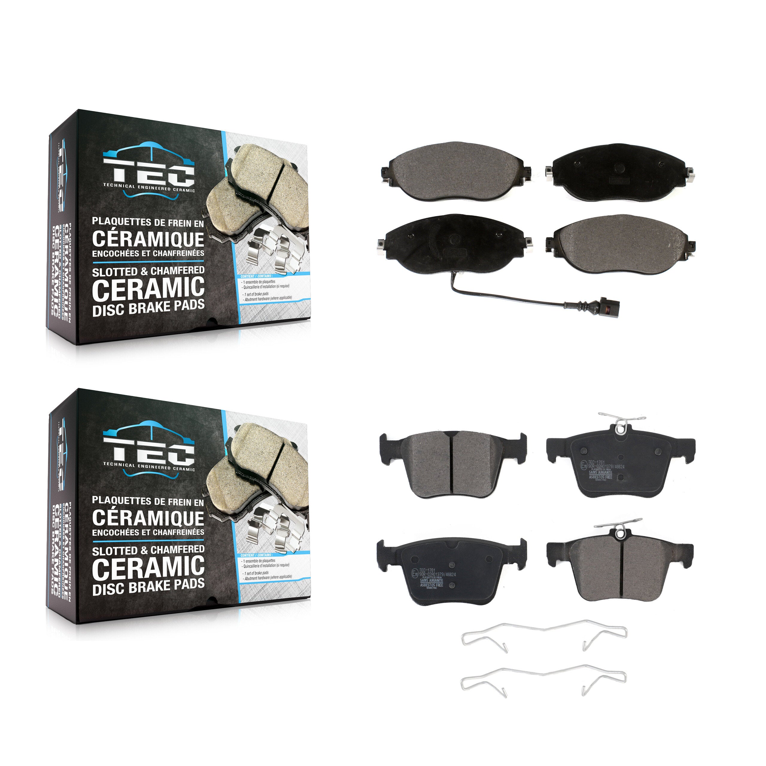 Front Rear Ceramic Brake Pads Kit For Volkswagen Tiguan Jetta Audi Q3 Golf R S3