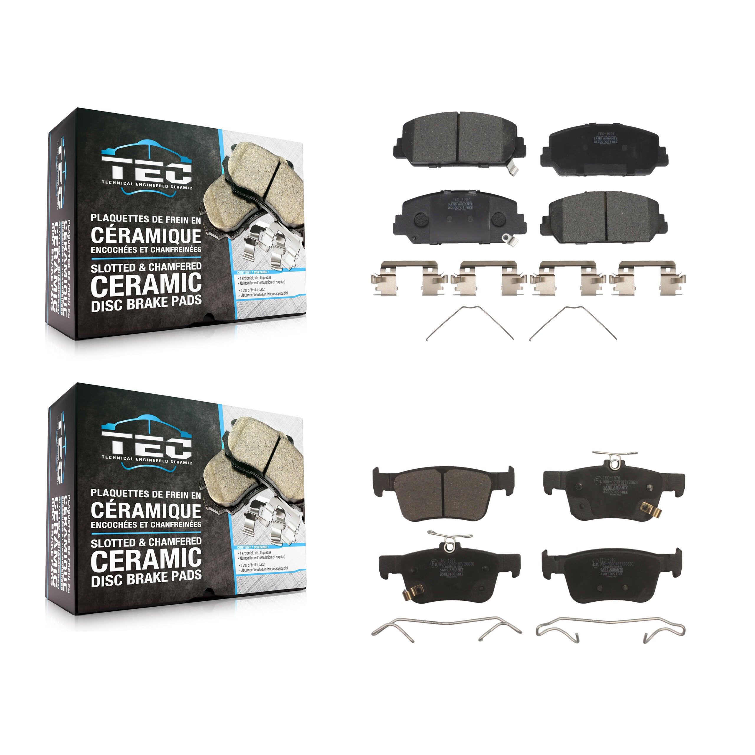 Front Rear Ceramic Brake Pads Kit For Honda Civic KTC-100523