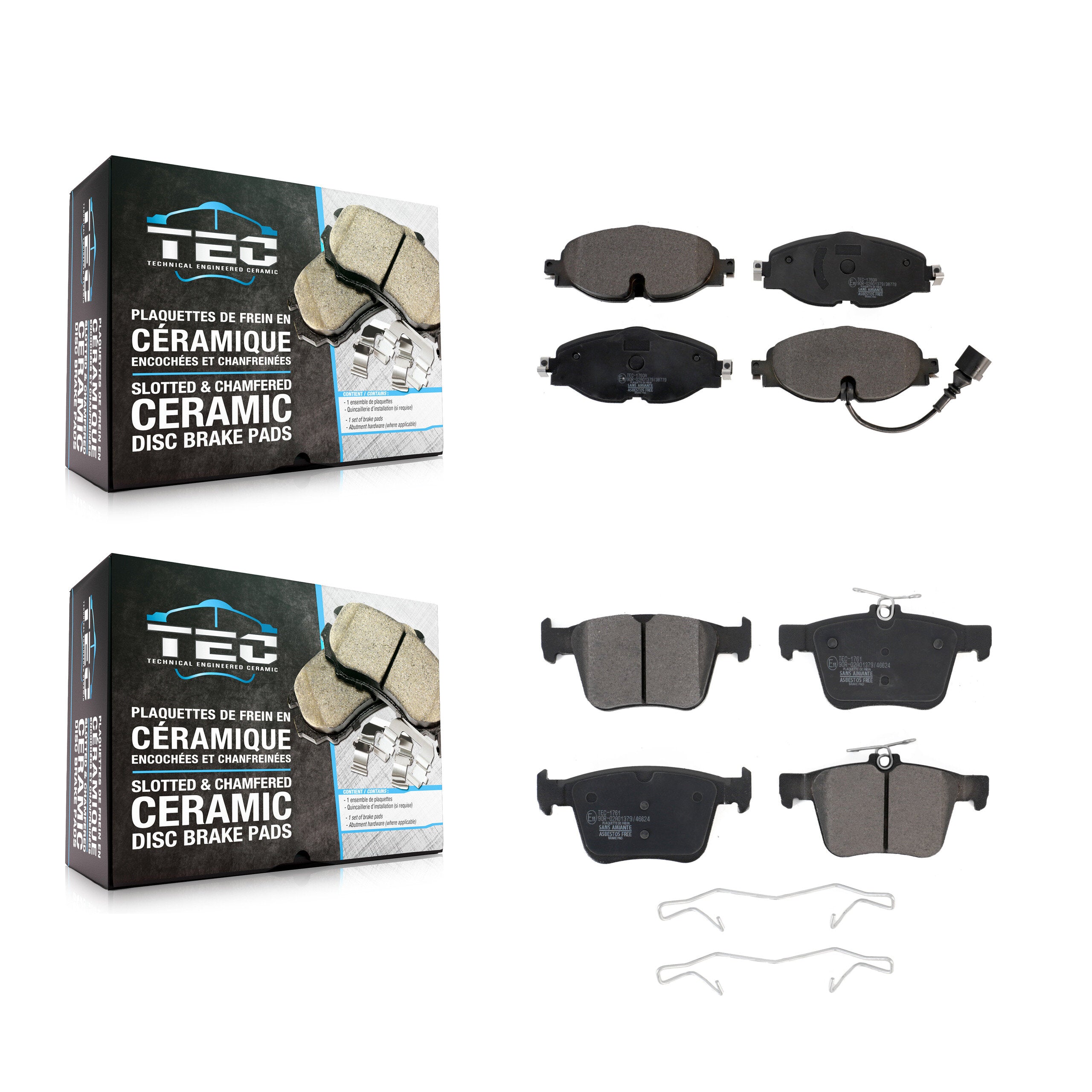 Front Rear Ceramic Brake Pads Kit For Volkswagen Jetta Taos Audi A3 Quattro TT