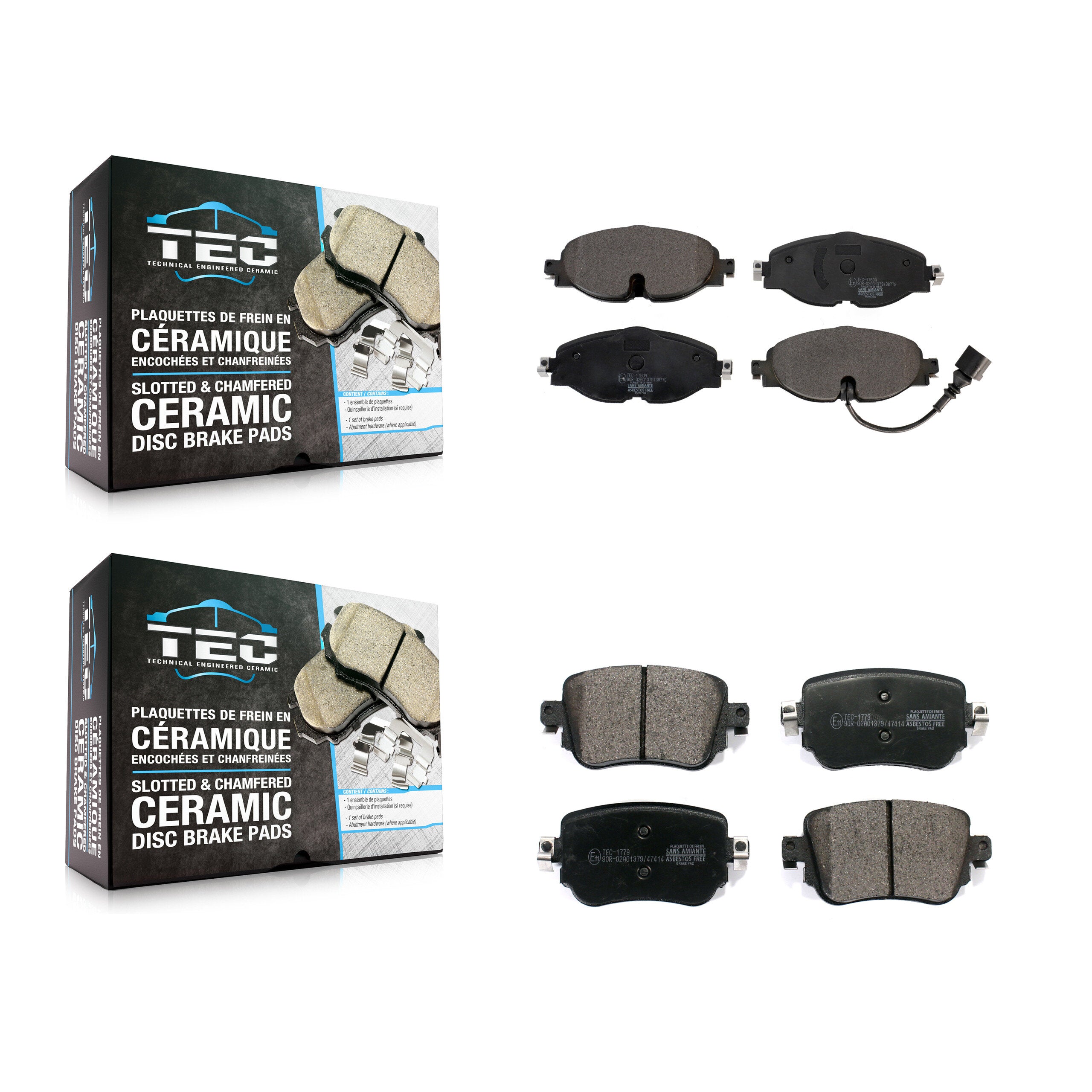 Front Rear Ceramic Brake Pads Kit For Volkswagen Golf SportWagen GTI Alltrack