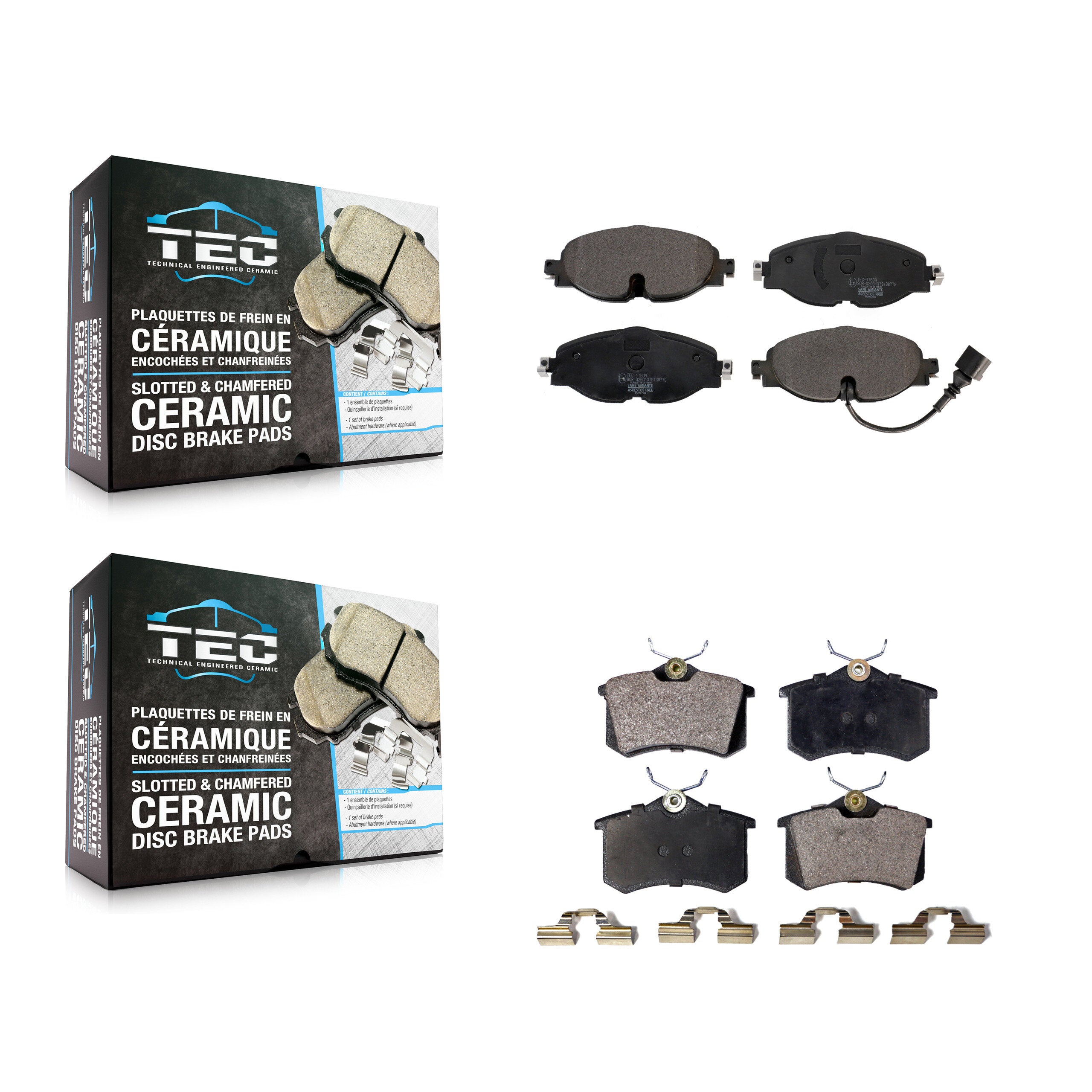 Front Rear Ceramic Brake Pad Kit For 15 Volkswagen Golf SportWagen DIESEL engine