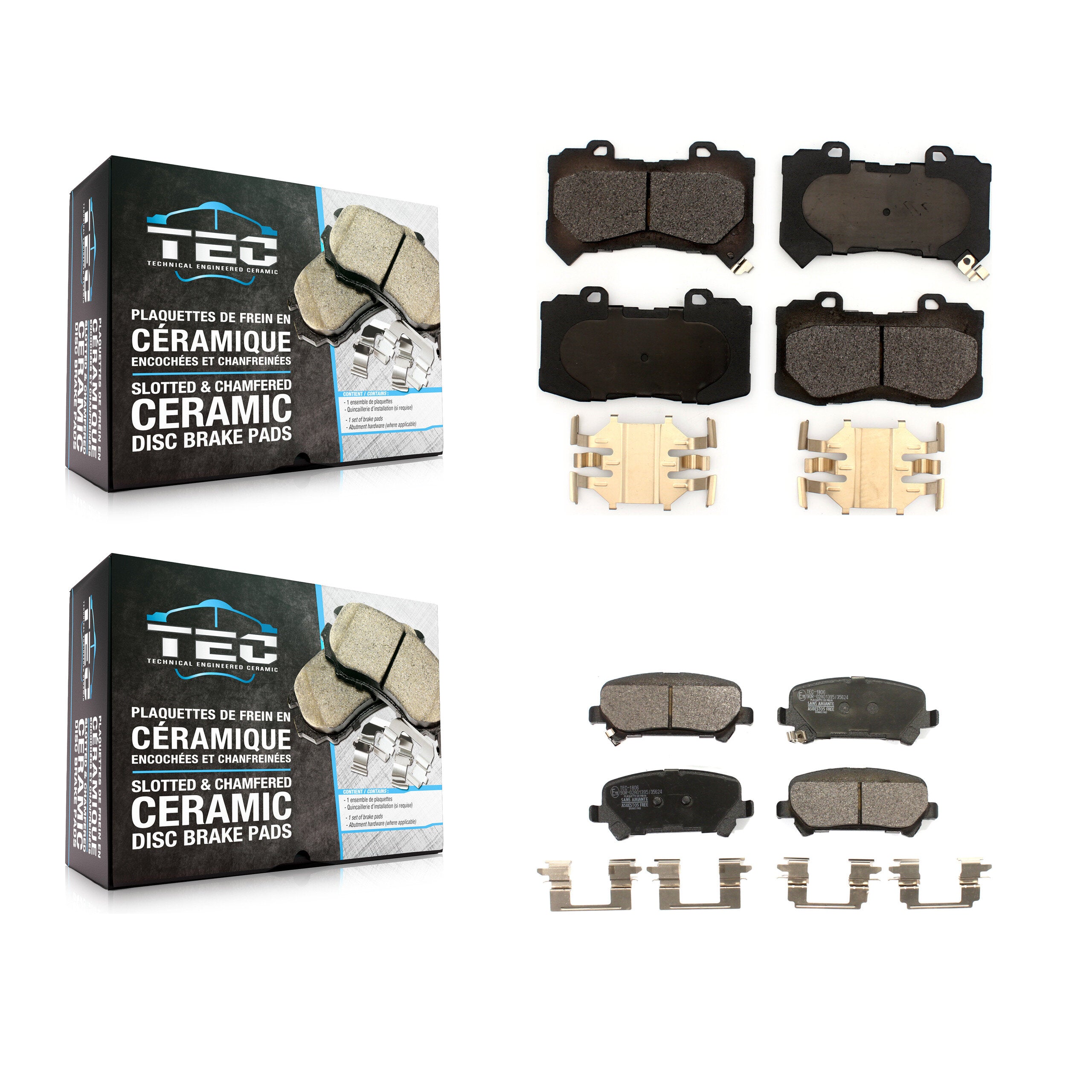 Front Rear Ceramic Brake Pads Kit For 2015-2020 Chevrolet Colorado GMC Canyon