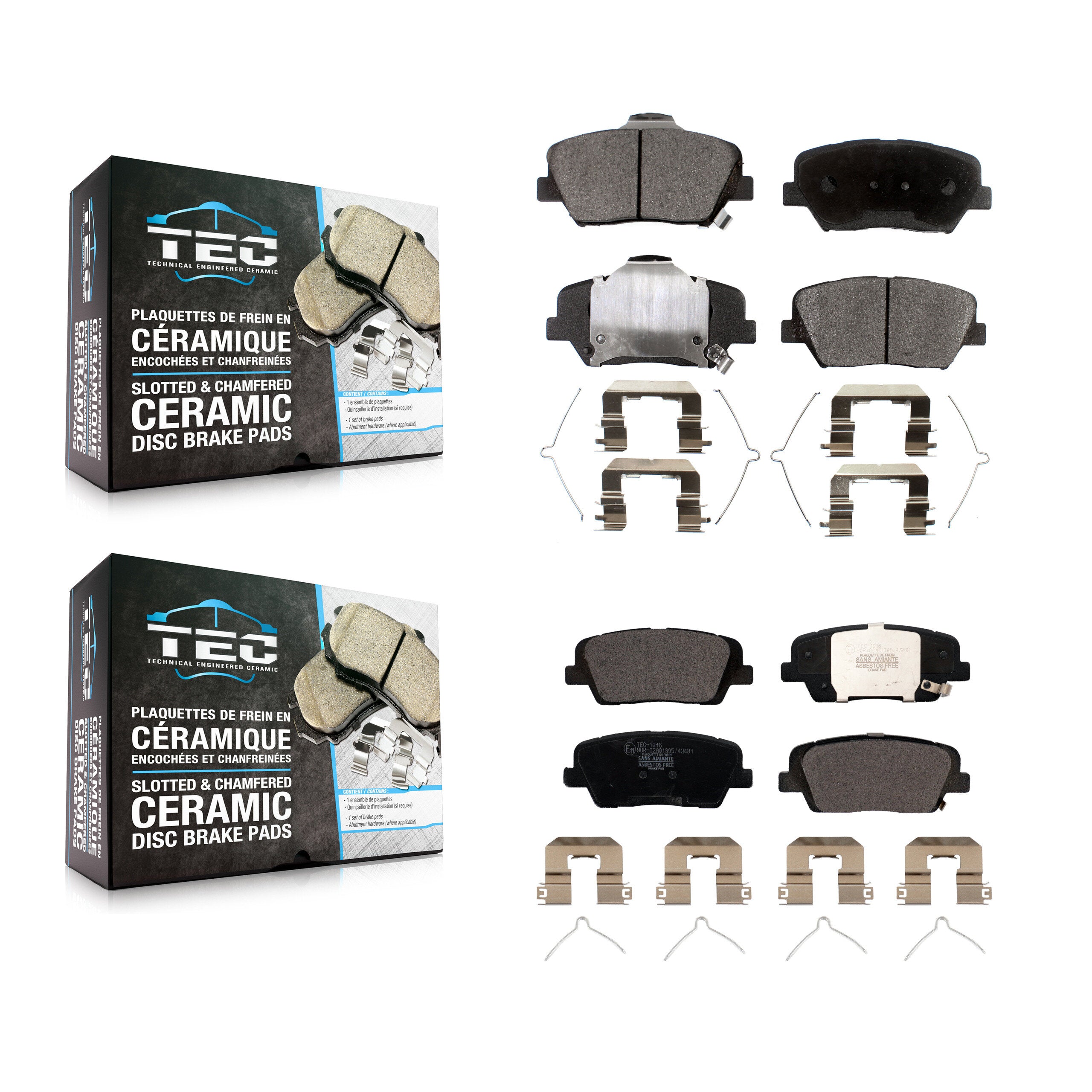Front Rear Ceramic Brake Pads Kit For Kia Sorento Hyundai Santa Fe Sport