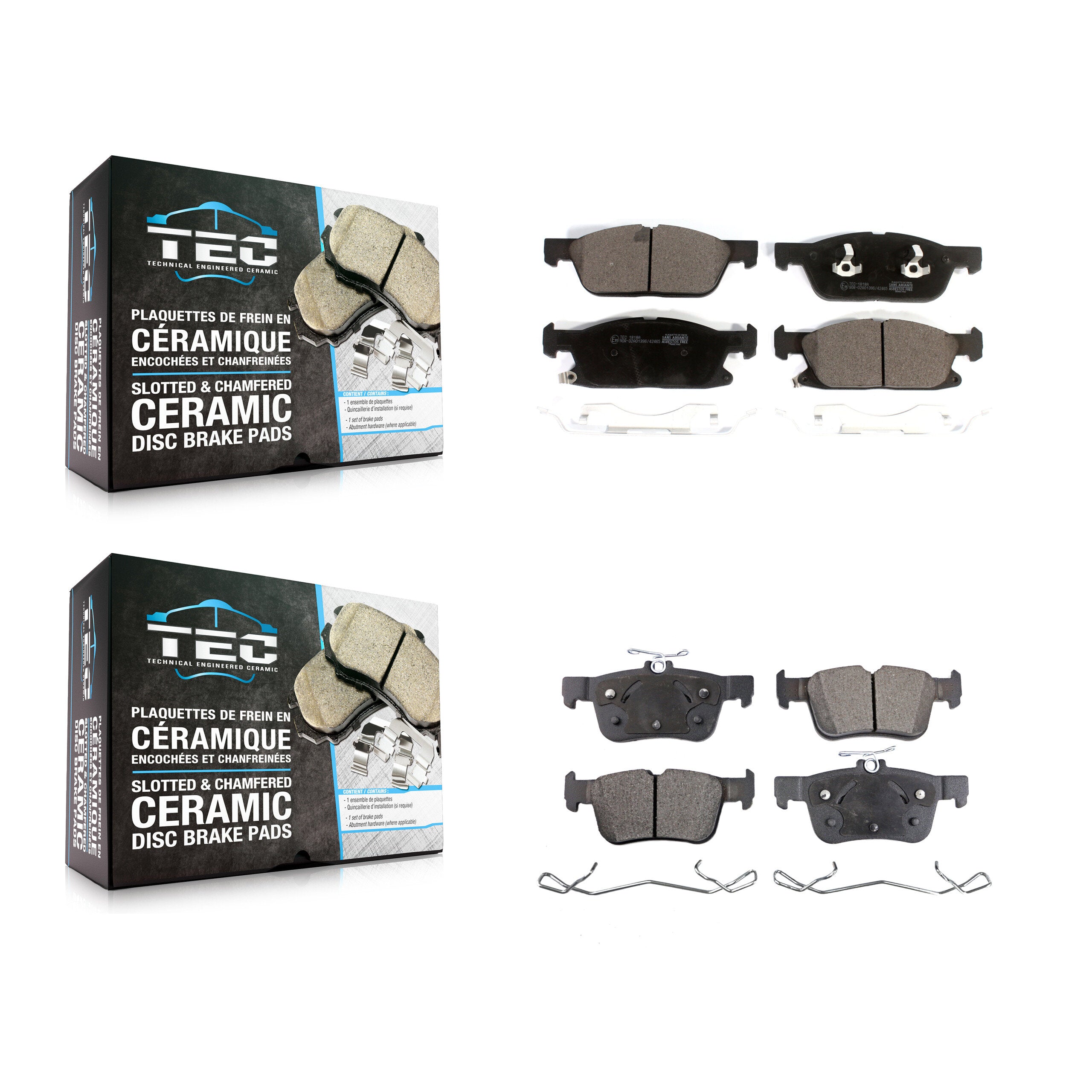 Front Rear Ceramic Brake Pads Kit For Ford Fusion Lincoln MKZ Continental