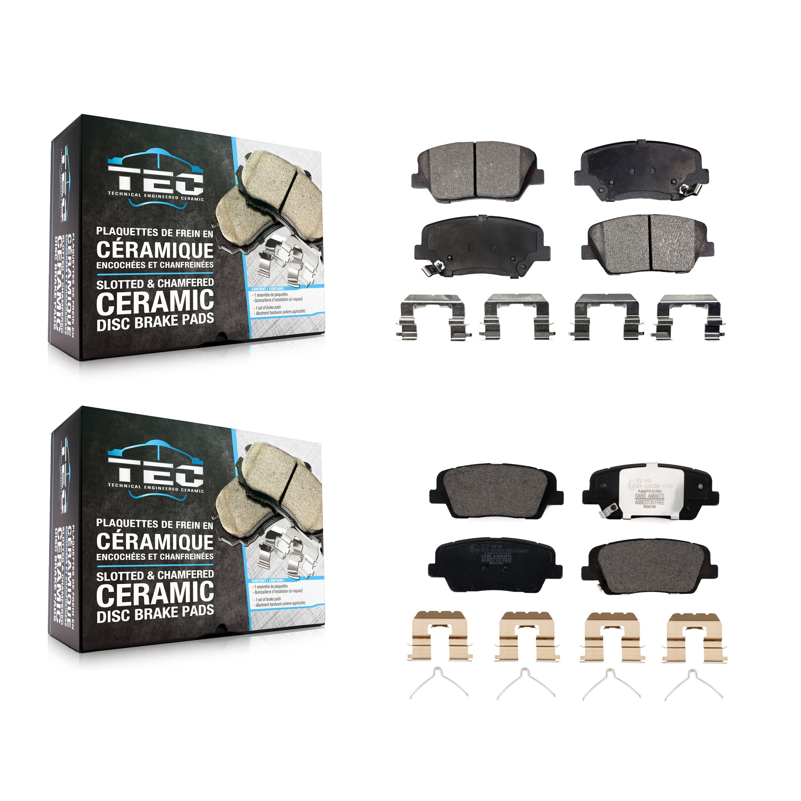 Front Rear Ceramic Brake Pad Kit For 14-15 Kia Sorento With Red Painted Calipers