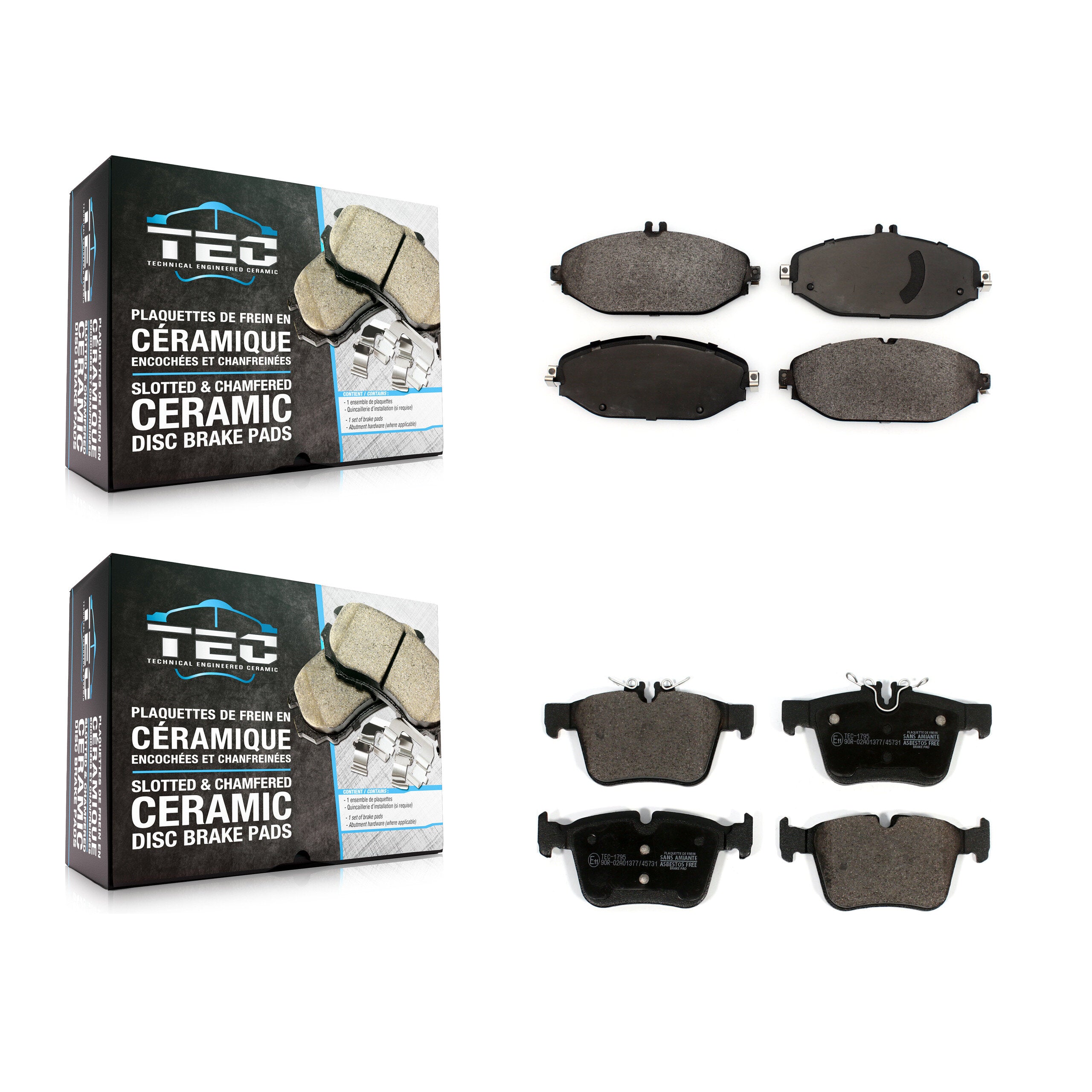 Front Rear Ceramic Brake Pads Kit For Mercedes-Benz C300 Without Sport Package