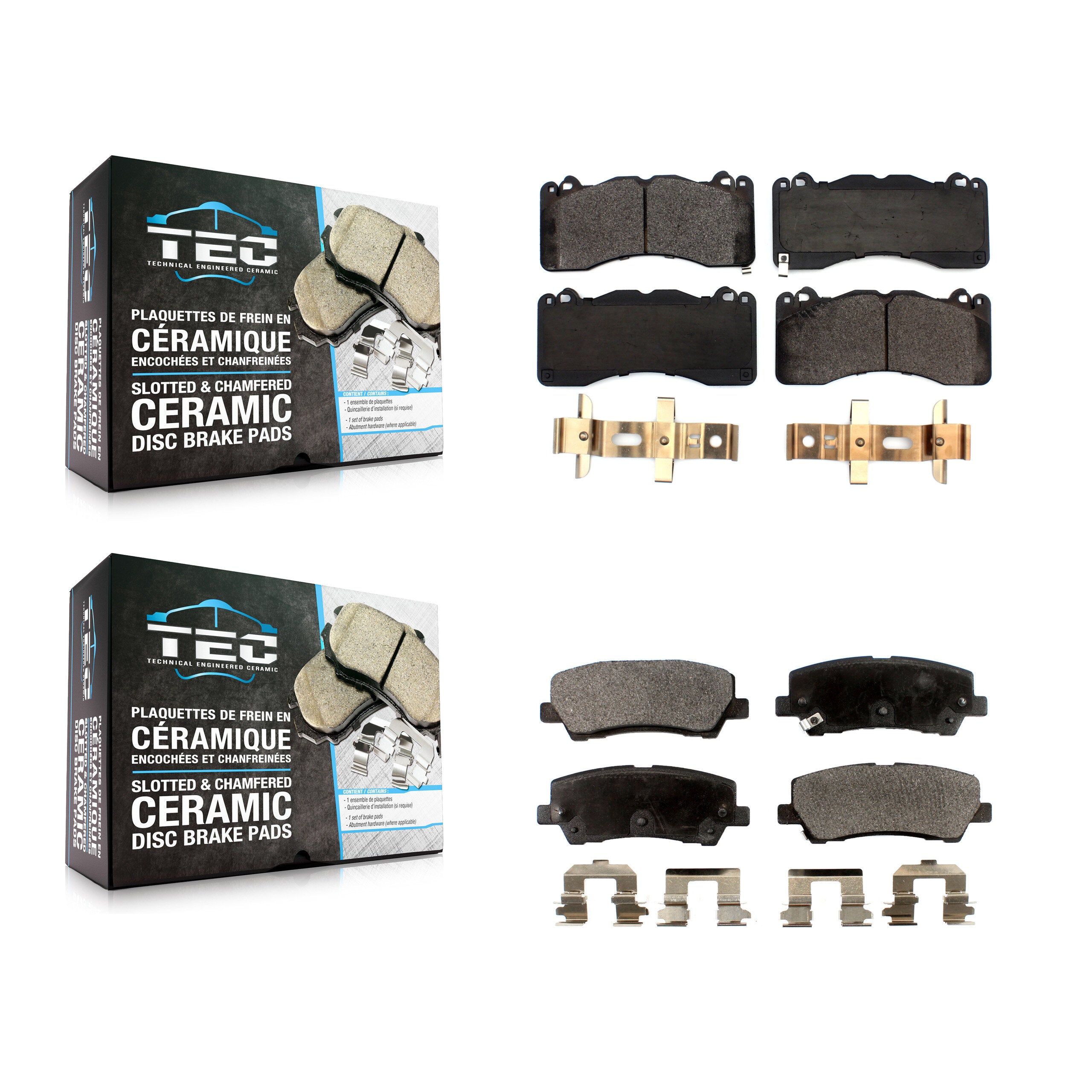 Front Rear Ceramic Brake Pads Kit For 2015 Ford Mustang 3.7L With Brembo Brakes