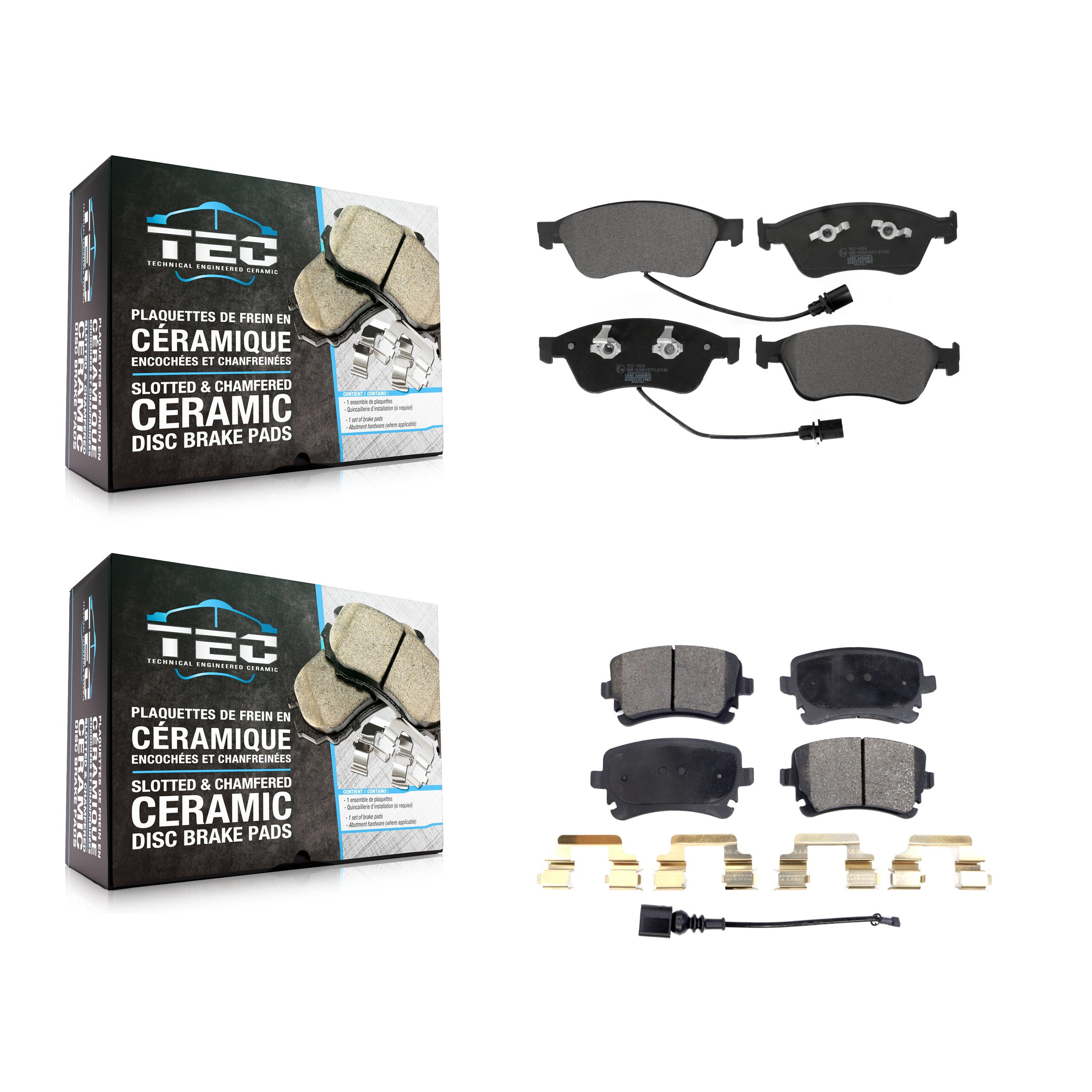 Front Rear Ceramic Brake Pads Kit For Audi A8 Quattro S6 S8 Volkswagen Phaeton