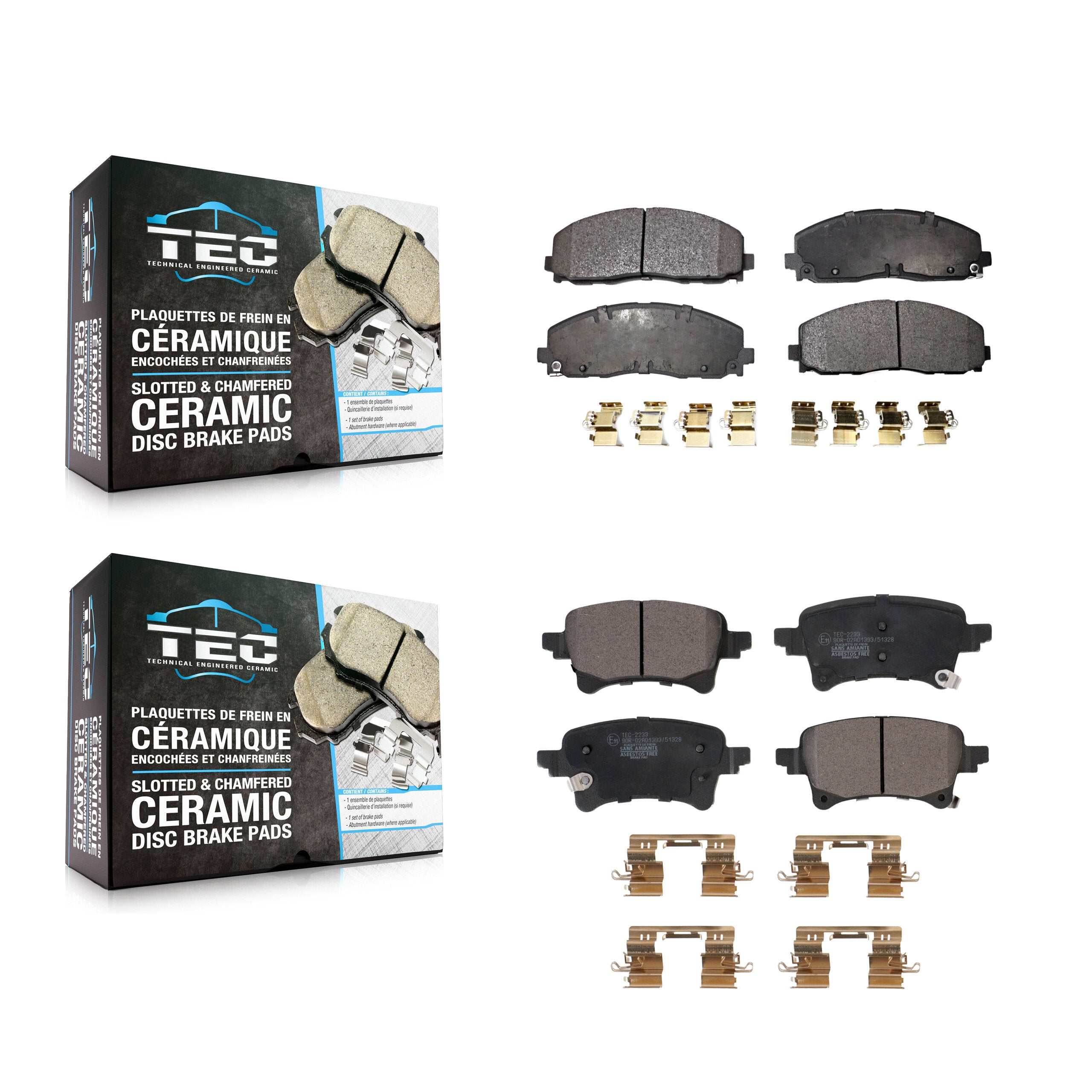 Front Rear Ceramic Brake Pads Kit For Jeep Wrangler Gladiator KTC-100653
