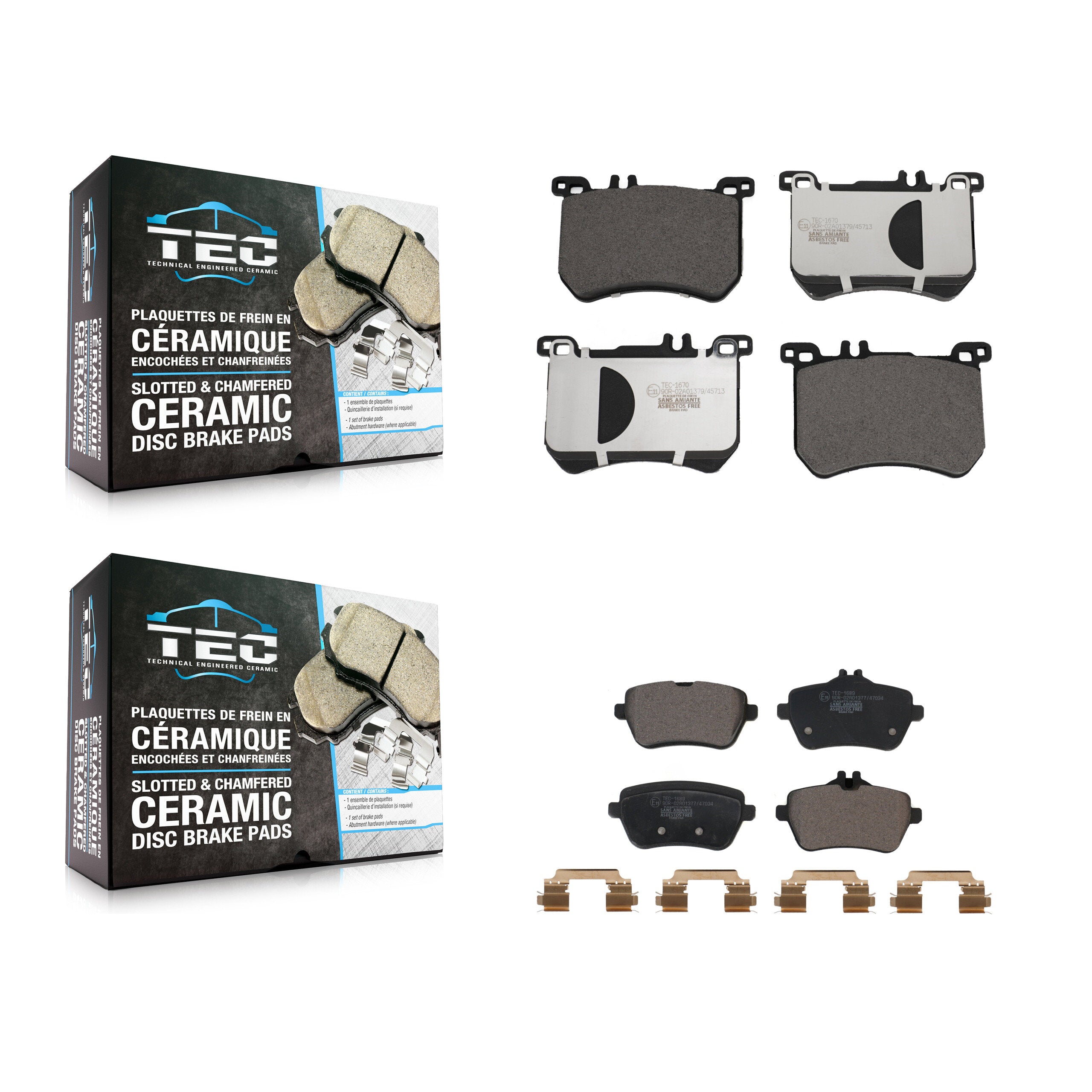 Front Rear Ceramic Brake Pads Kit For Mercedes-Benz SL550 SL450 SL400 KTC-100692