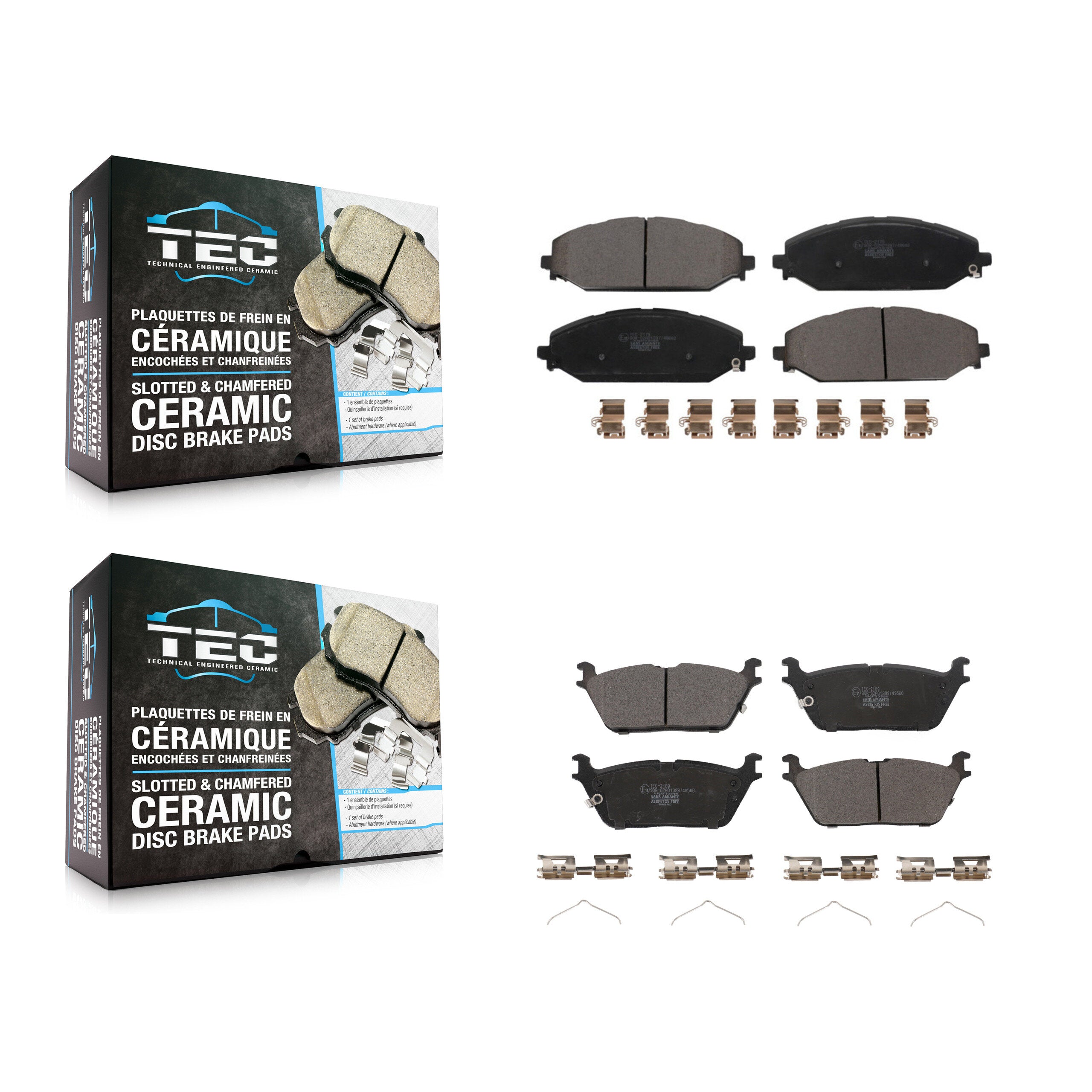 Front Rear Ceramic Brake Pads Kit For Ram 1500 Jeep Wagoneer Grand L KTC-100695