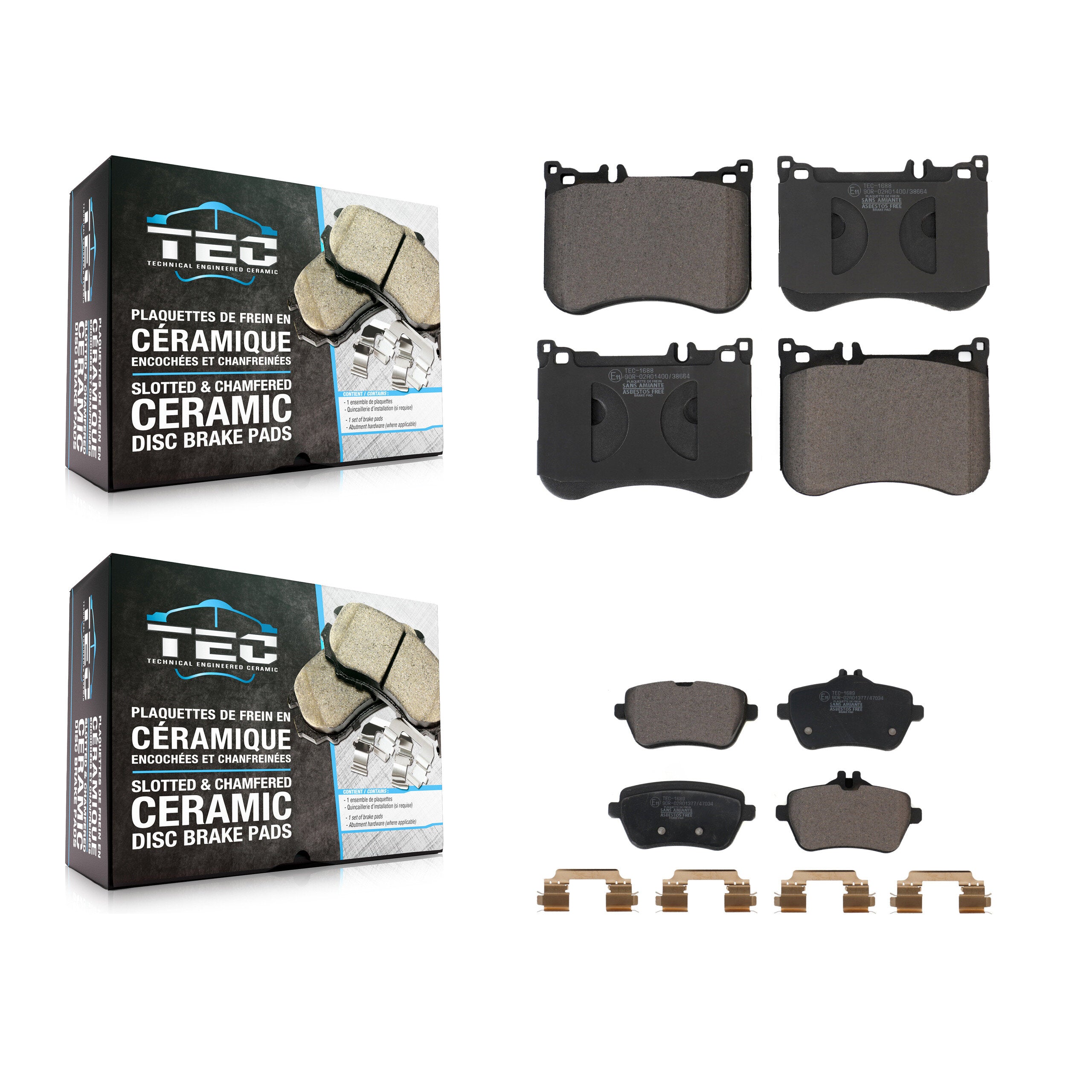 Front Rear Ceramic Brake Pads Kit For Mercedes-Benz S550 S560 SL550 SL450 S450