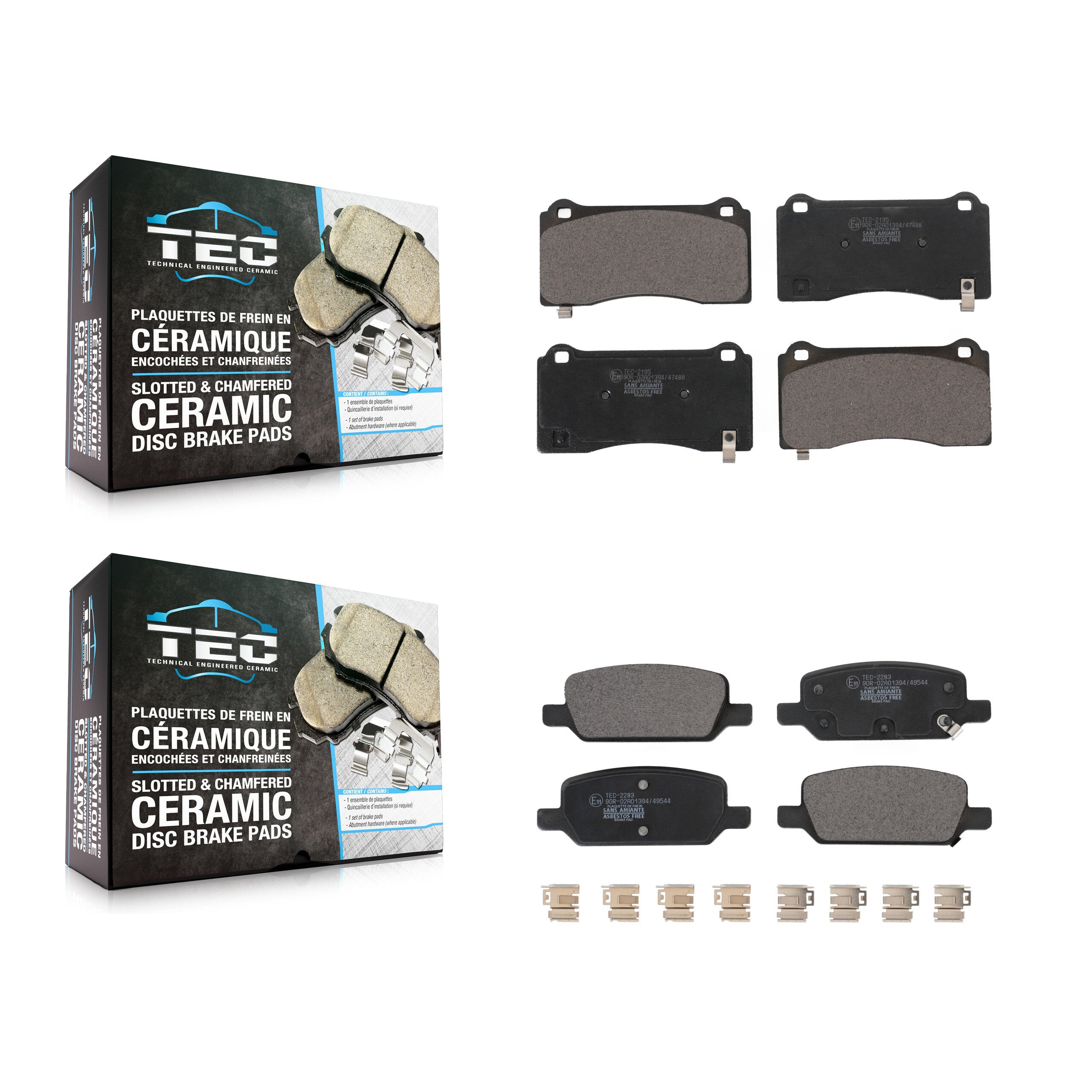 Front Rear Ceramic Brake Pads Kit For 17-23 Tesla 3 With Gray Painted Calipers