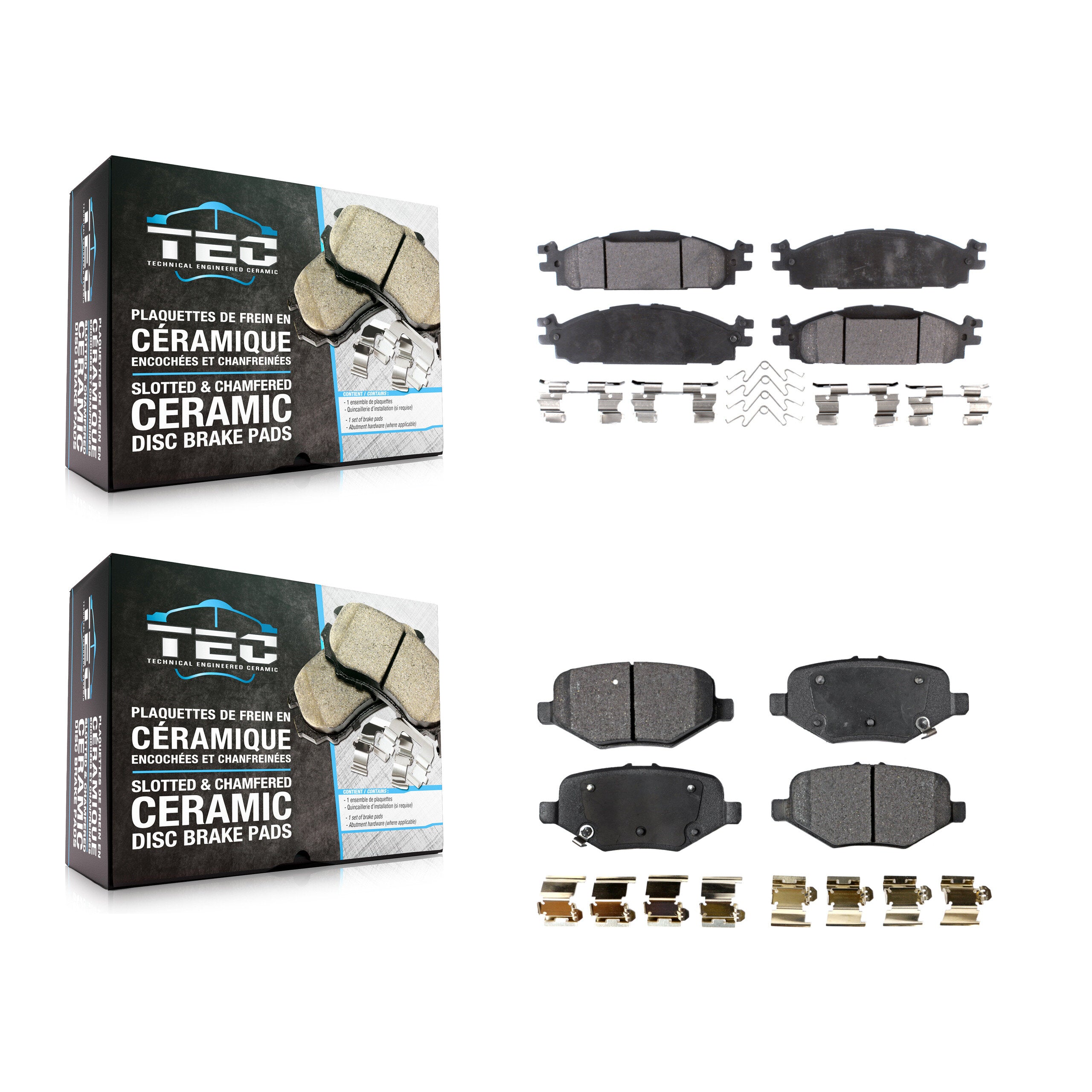 Front Rear Ceramic Brake Pads Kit For 15 Ford Explorer Without Heavy Duty Brakes