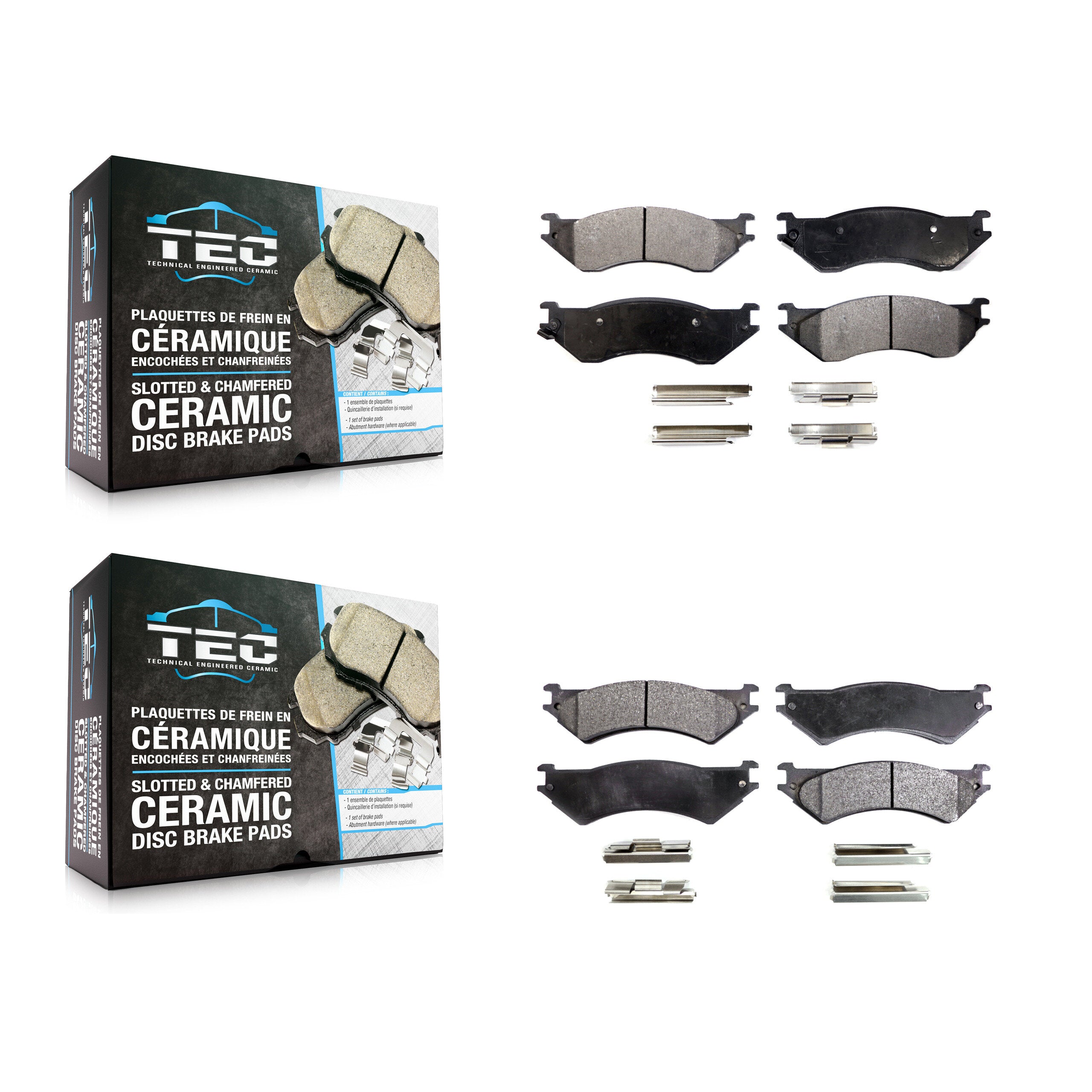 Front Rear Ceramic Brake Pads Kit For 2004 Ford F-150 Heritage With 8 Lug Wheels