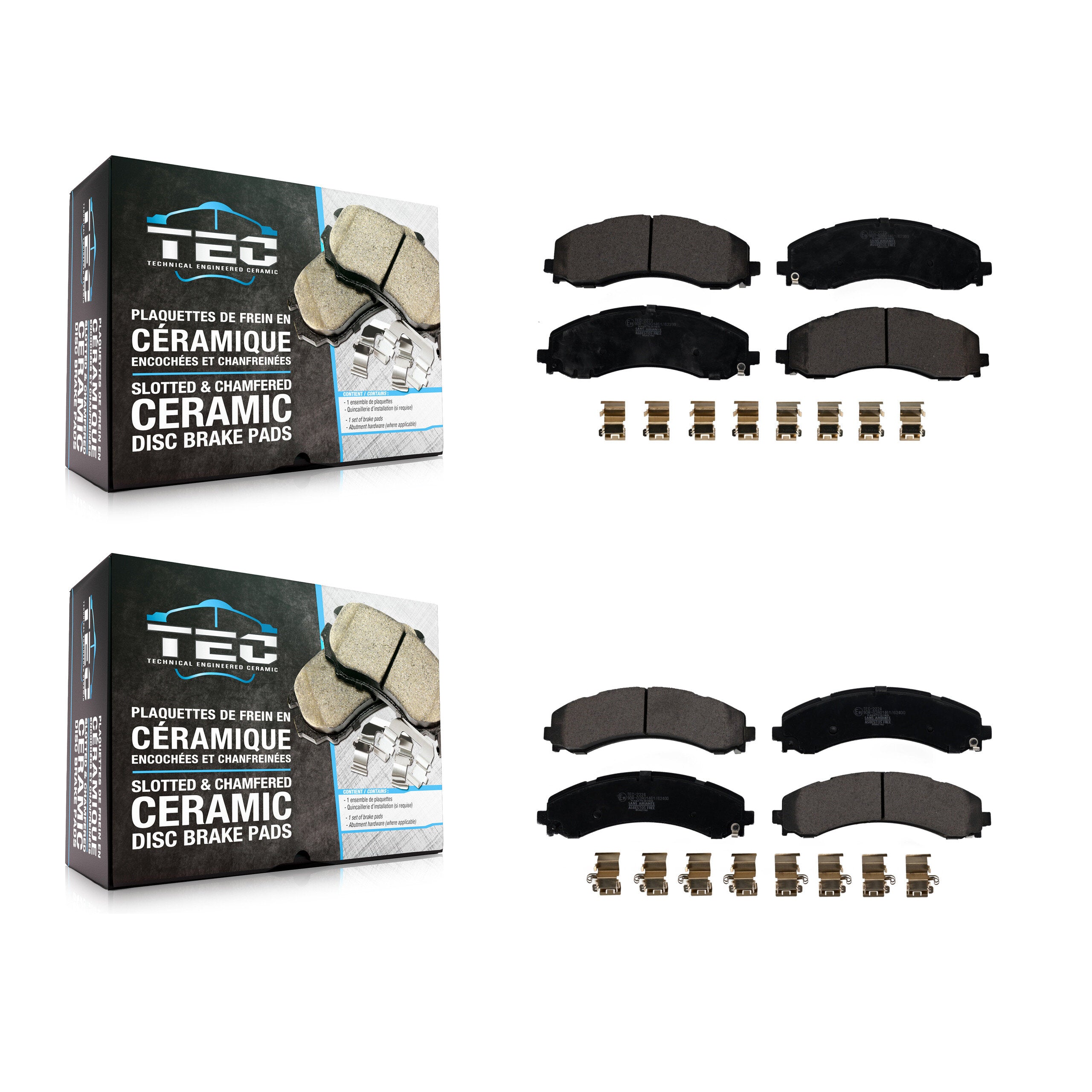Front Rear Ceramic Brake Pads Kit For 2019-2022 Ram 3500 With Dual Wheels