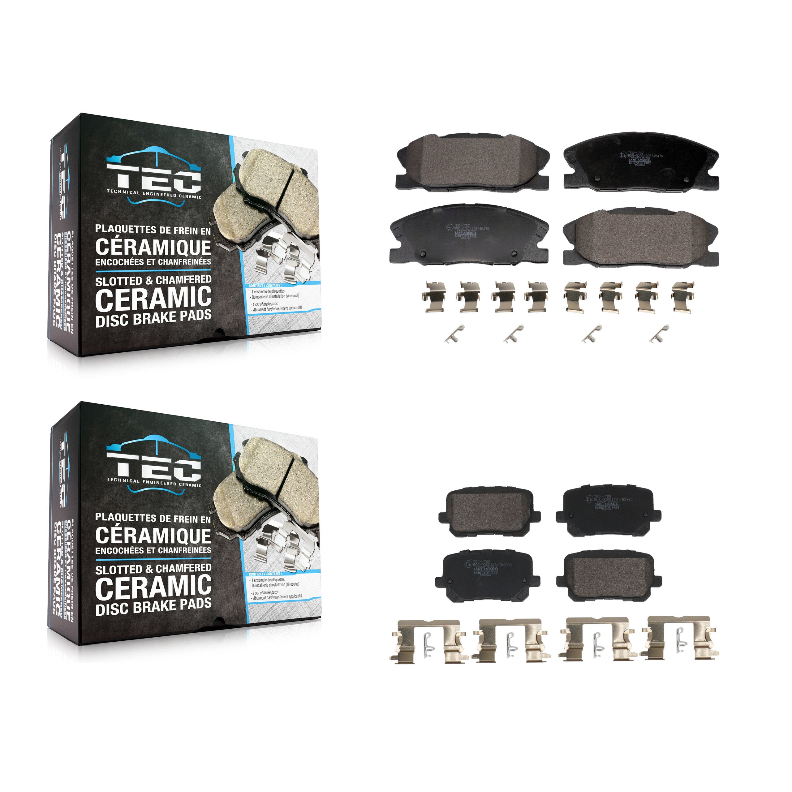 Front Rear Ceramic Brake Pads Kit For 2014-2023 Dodge Charger RWD KTC-100777