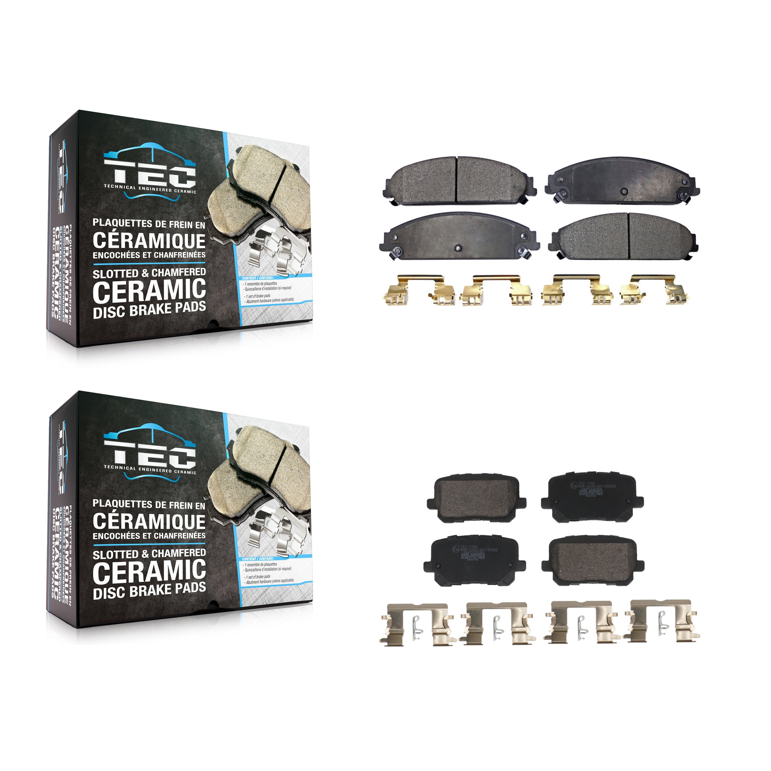 Front Rear Ceramic Brake Pads Kit For 2014-2018 Dodge Charger RWD with 5.7L