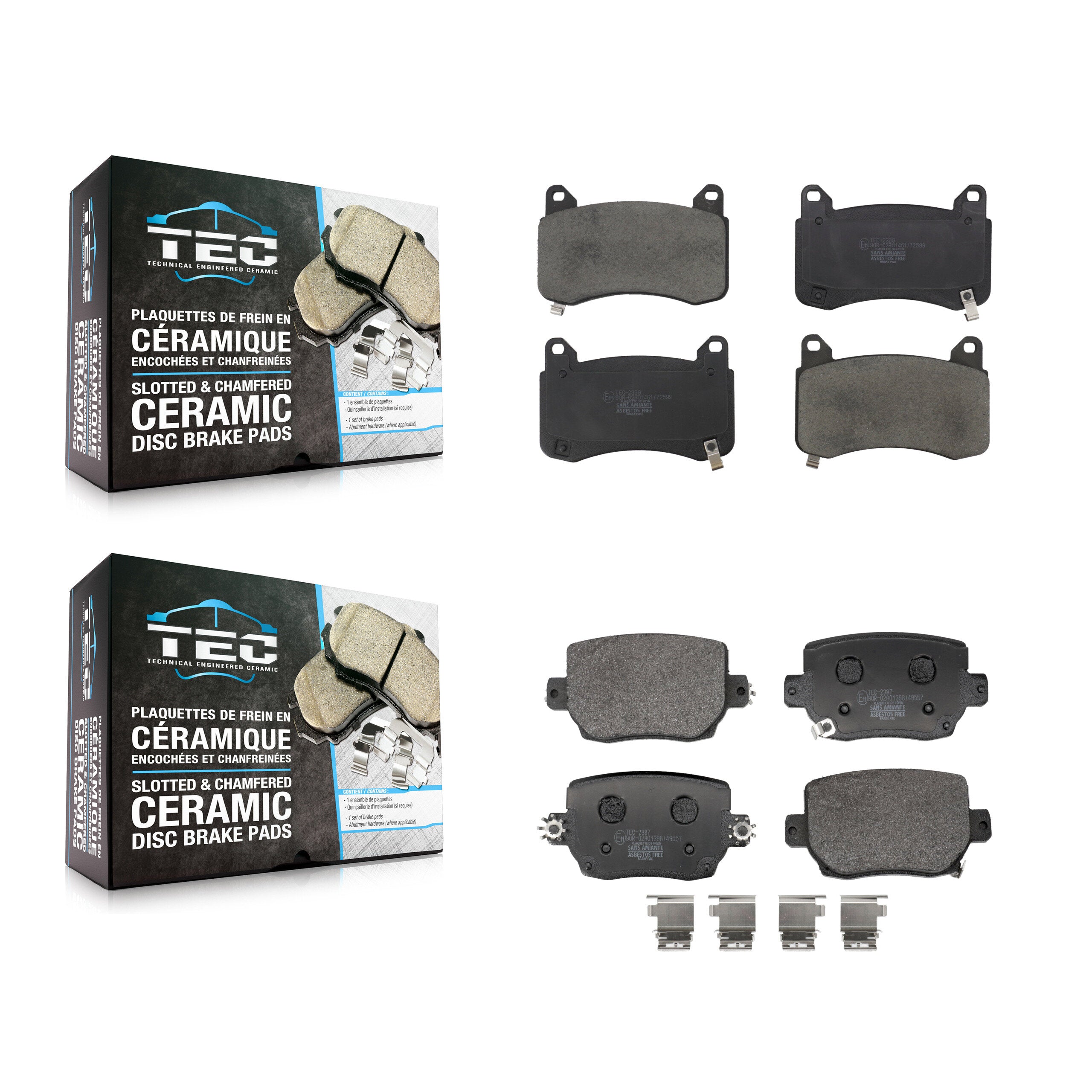 Front Rear Ceramic Brake Pad Kit For 2017-2024 Tesla 3 With Red Painted Calipers