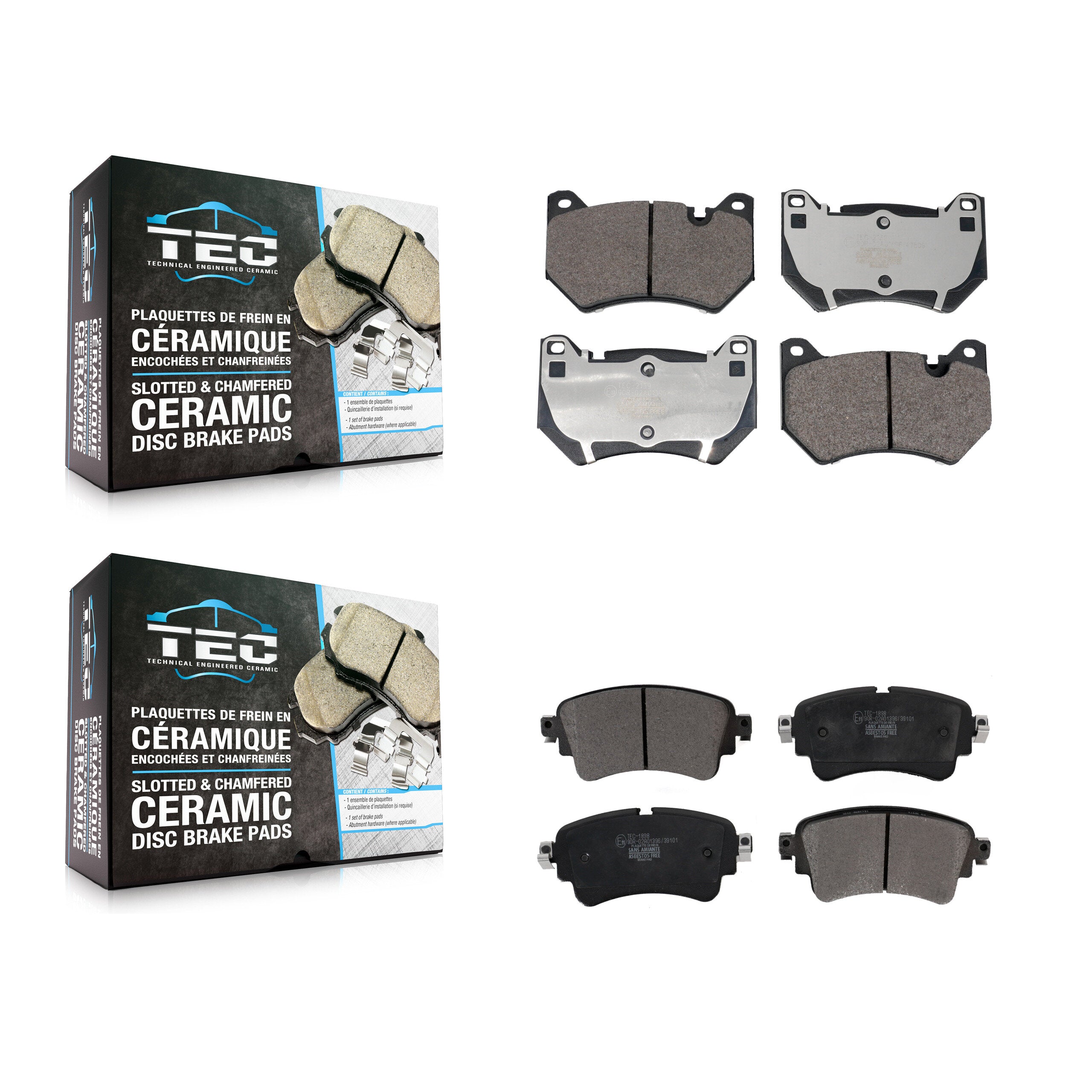Front Rear Ceramic Brake Pads Kit For 2018-2019 Audi Q5 With Brembo Calipers