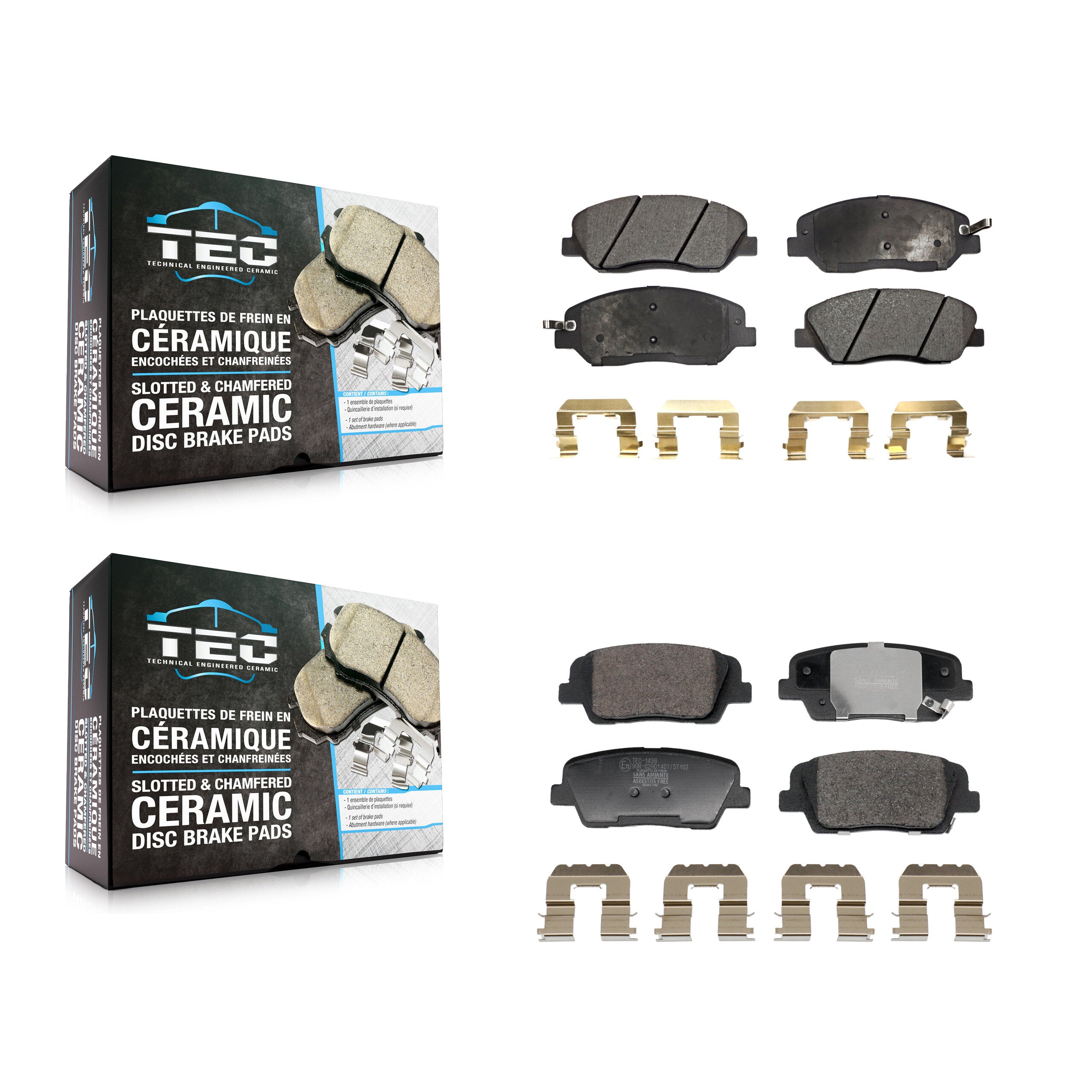 Front Rear Ceramic Brake Pads Kit For 2013-2016 Hyundai Santa Fe XL 3.3L