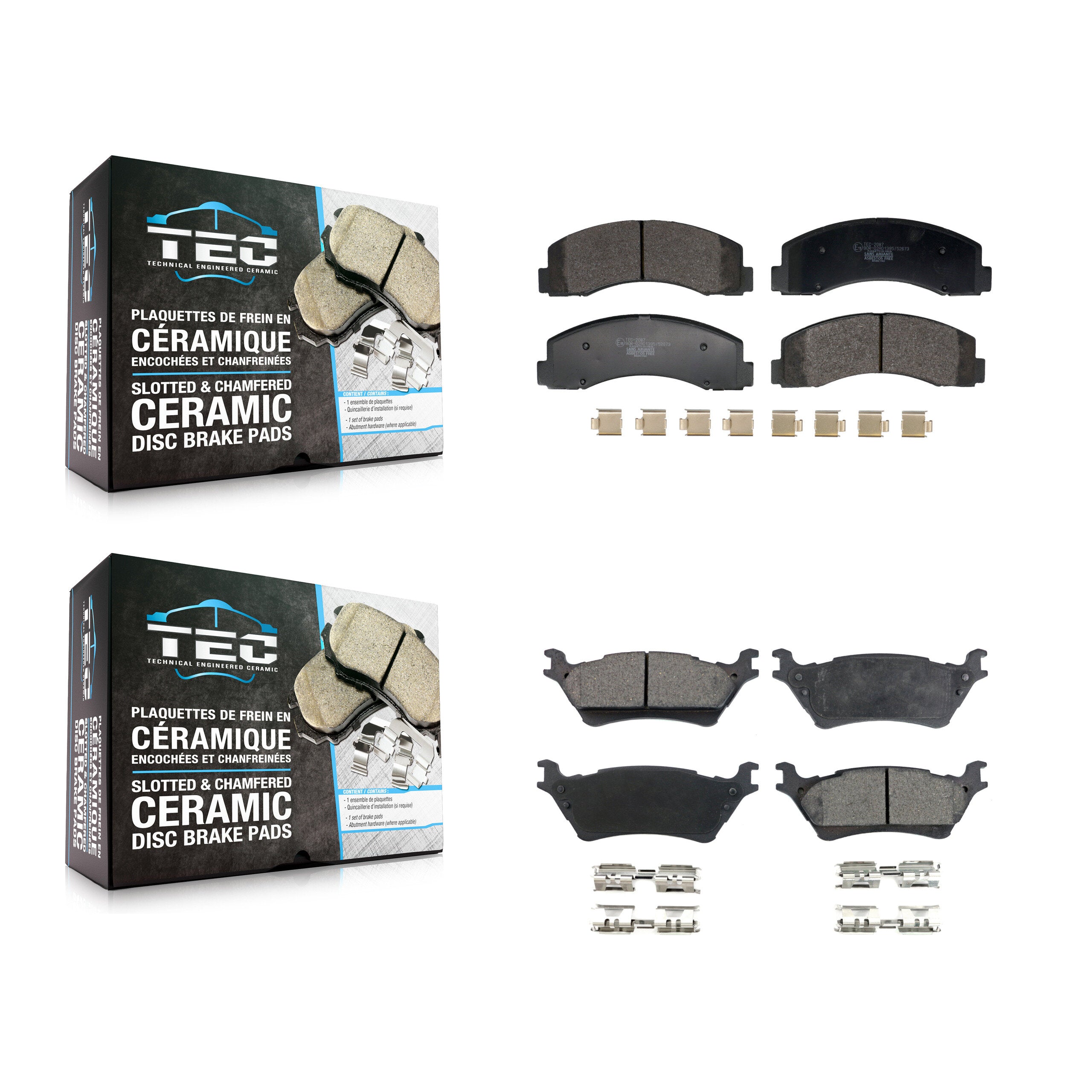 Front Rear Ceramic Brake Pads Kit For 18-20 Ford F-150 With Manual Parking