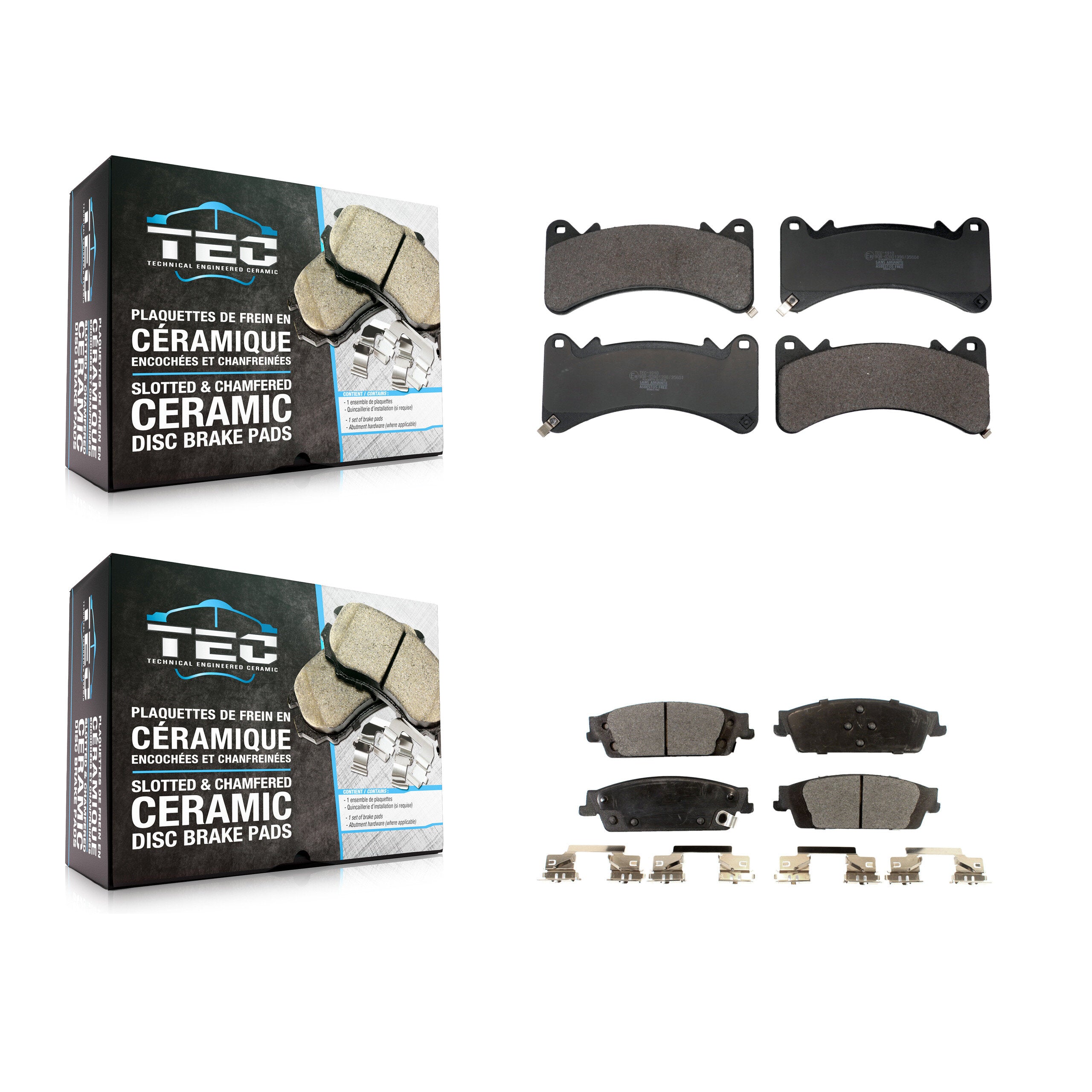 Front Rear Ceramic Brake Pads Kit For GMC Chevrolet Sierra 1500 Silverado Tahoe