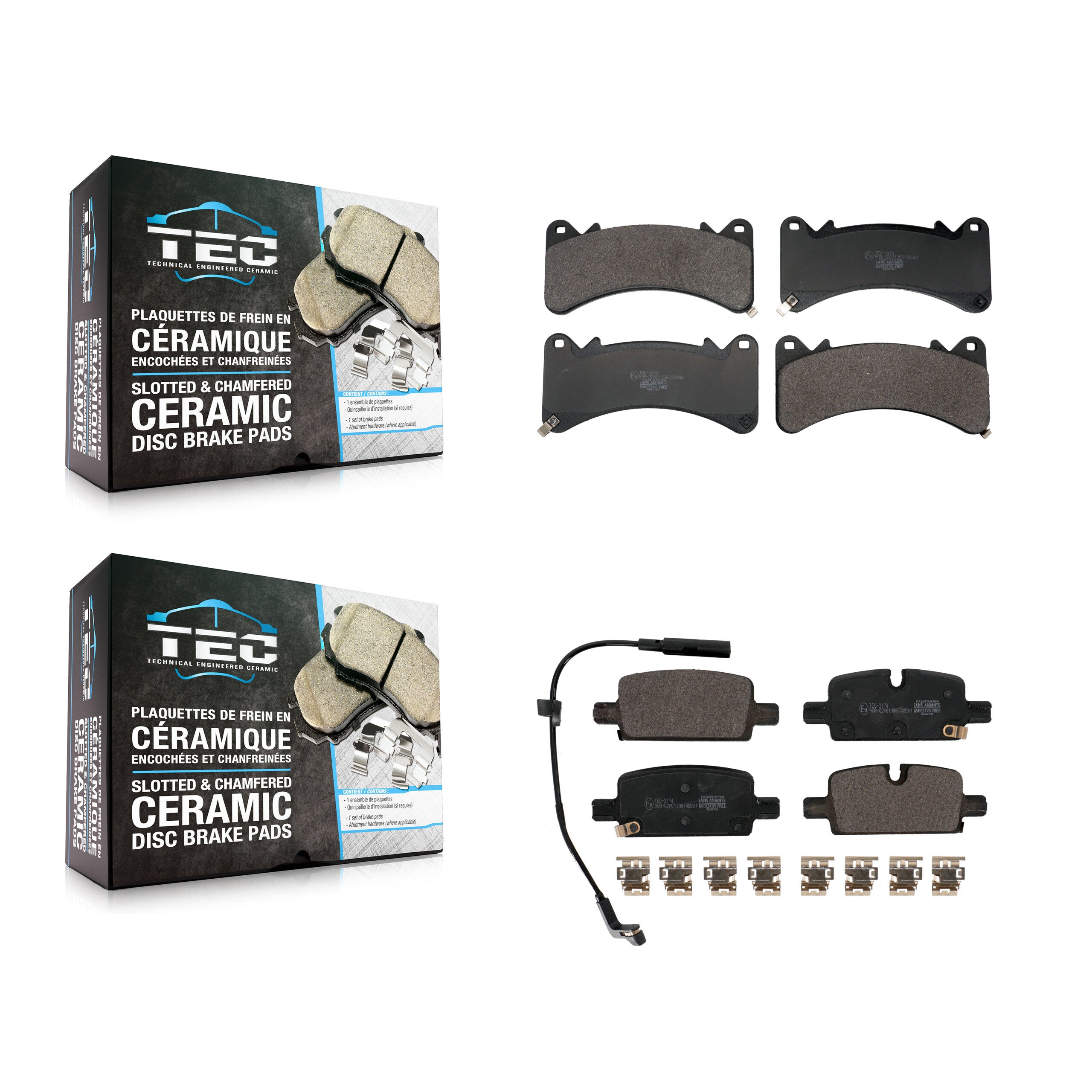 Front Rear Ceramic Brake Pads Kit For GMC Chevrolet Sierra 1500 Silverado Yukon