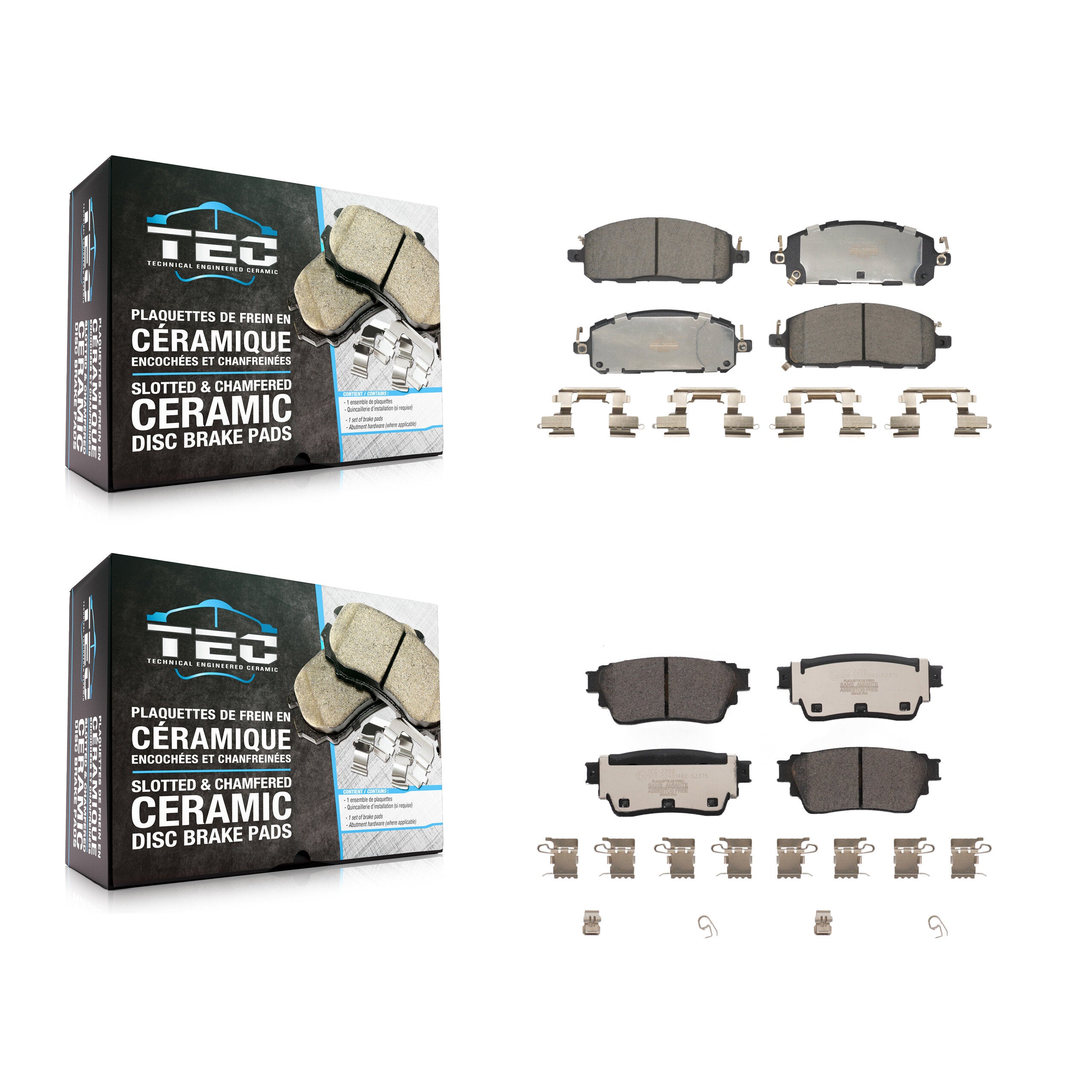 Front Rear Ceramic Brake Pad Kit For Mitsubishi Outlander Nissan Pathfinder QX60