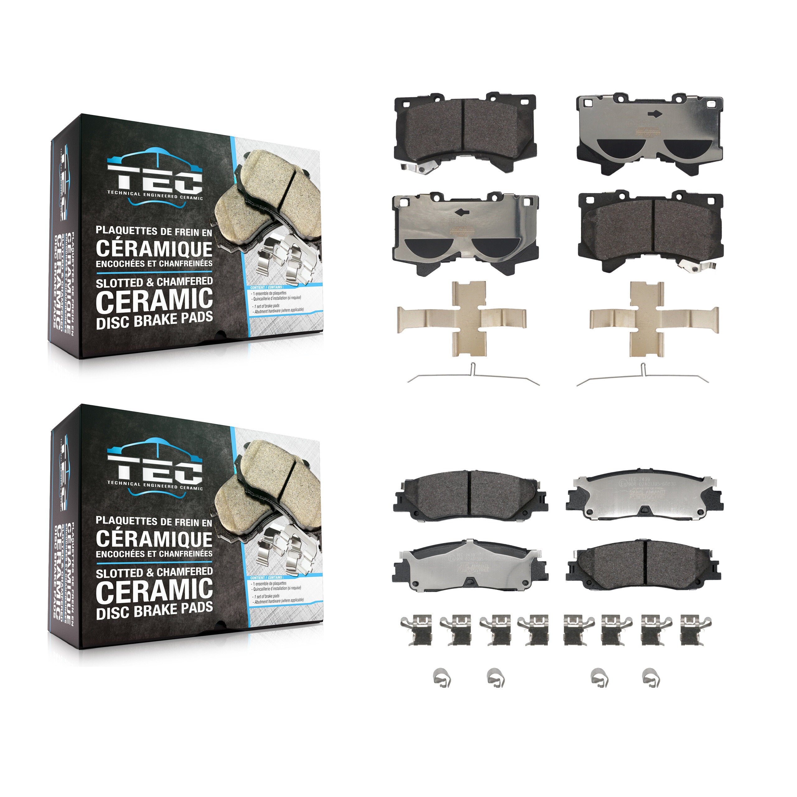 Front Rear Ceramic Brake Pads Kit For Toyota Tundra Sequoia Lexus LX600