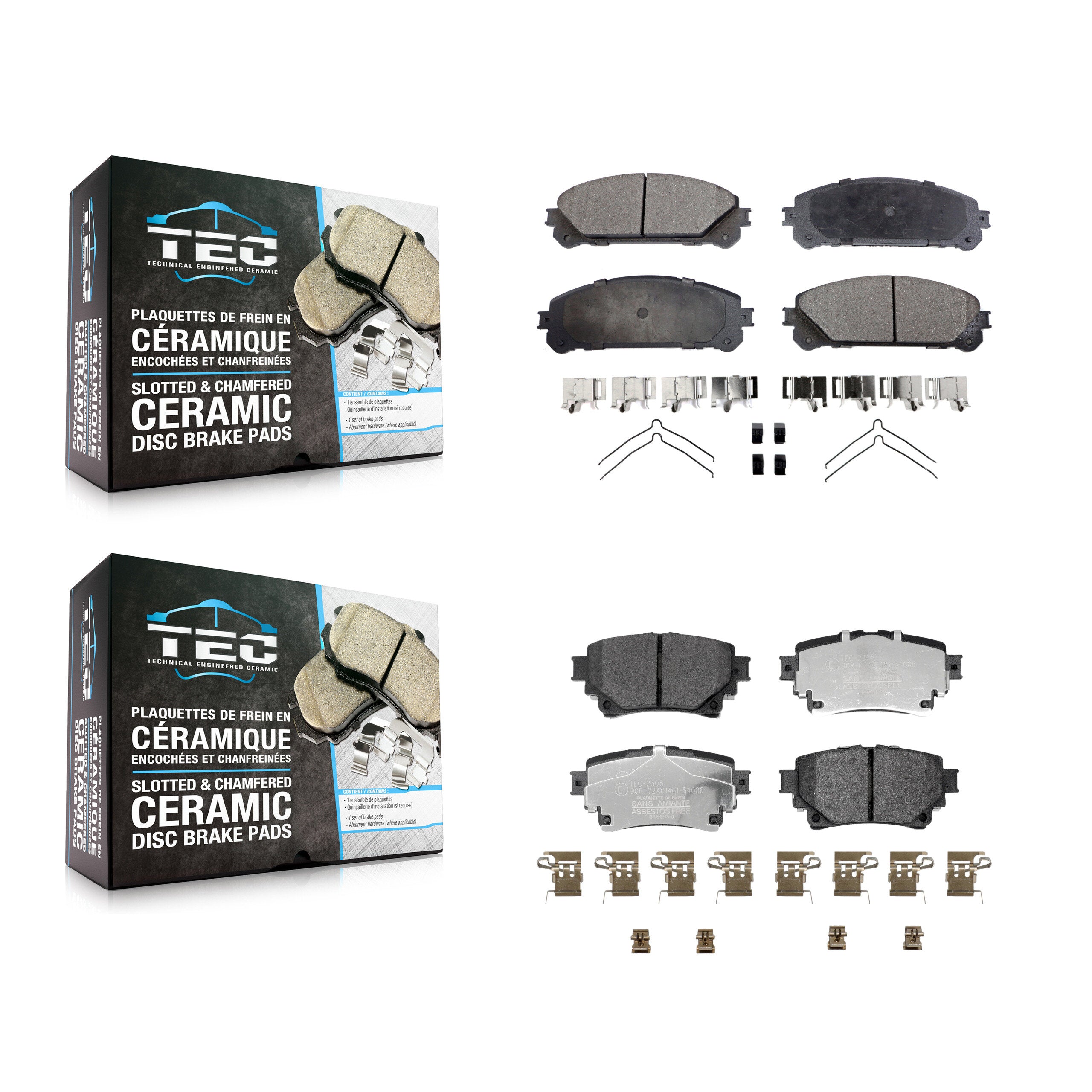 Front Rear Ceramic Brake Pads Kit For Toyota Highlander Sienna Lexus RAV4 Prime