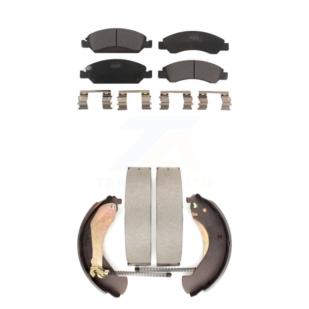 Front Rear Ceramic Brake Pads And Drum Shoe Kit For Chevrolet GMC Silverado 1500