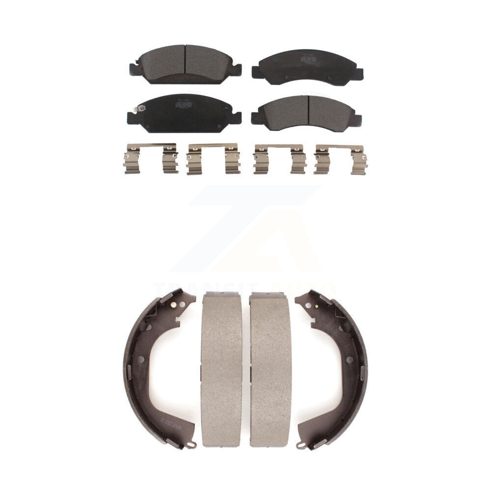 Front Rear Ceramic Brake Pads And Drum Shoes Kit For GMC Sierra 1500 Chevrolet