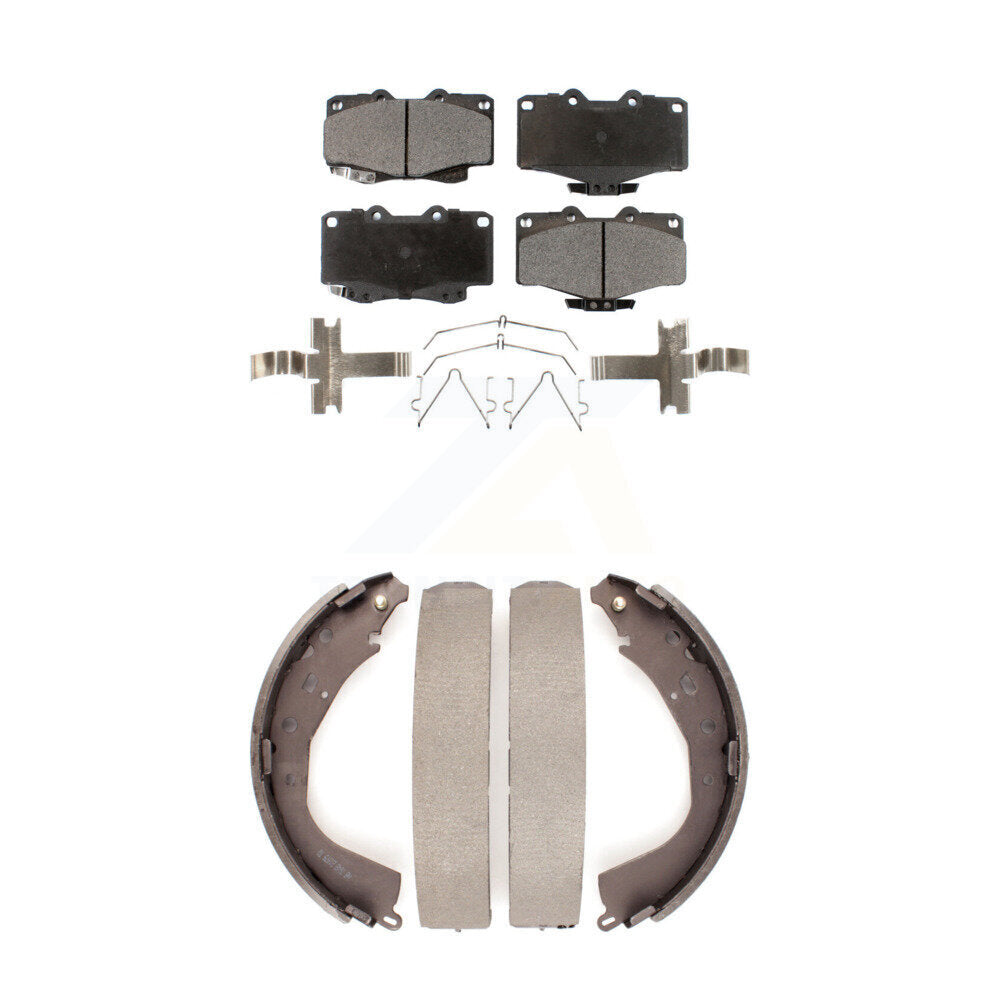 Front Rear Ceramic Brake Pads And Drum Shoes Kit For 2001-2002 Toyota 4Runner