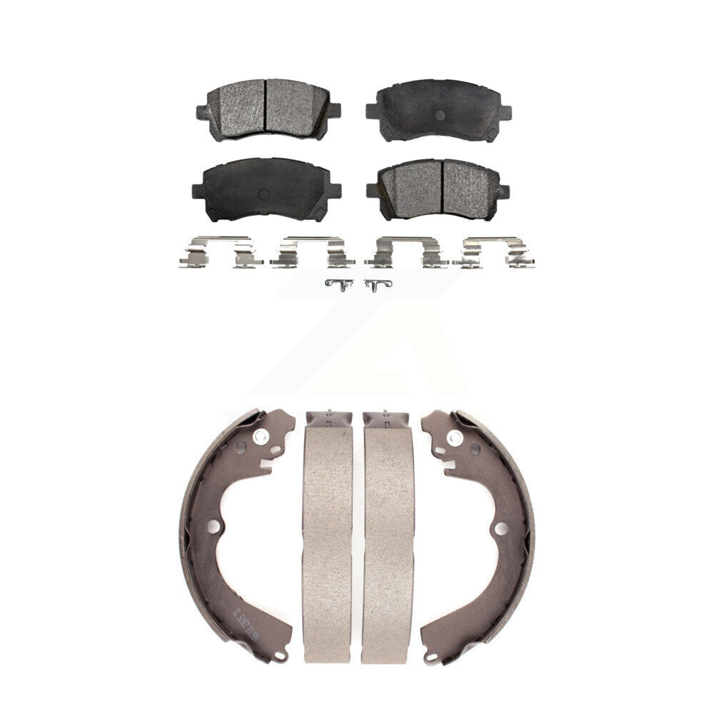 Front Rear Ceramic Brake Pads Drum Shoes Kit For Subaru Impreza Forester Outback