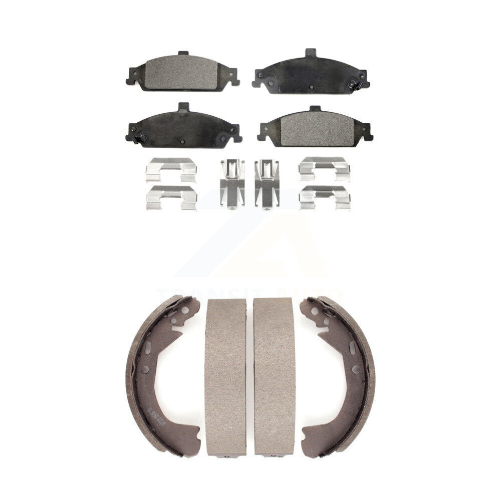 Front Rear Ceramic Brake Pads Drum Shoe Kit For Pontiac Grand Am Chevrolet Alero