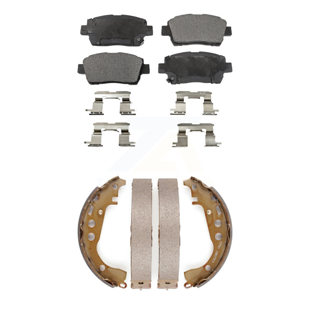 Front Rear Ceramic Brake Pads Drum Shoes Kit For Toyota Prius Celica Scion xB xA