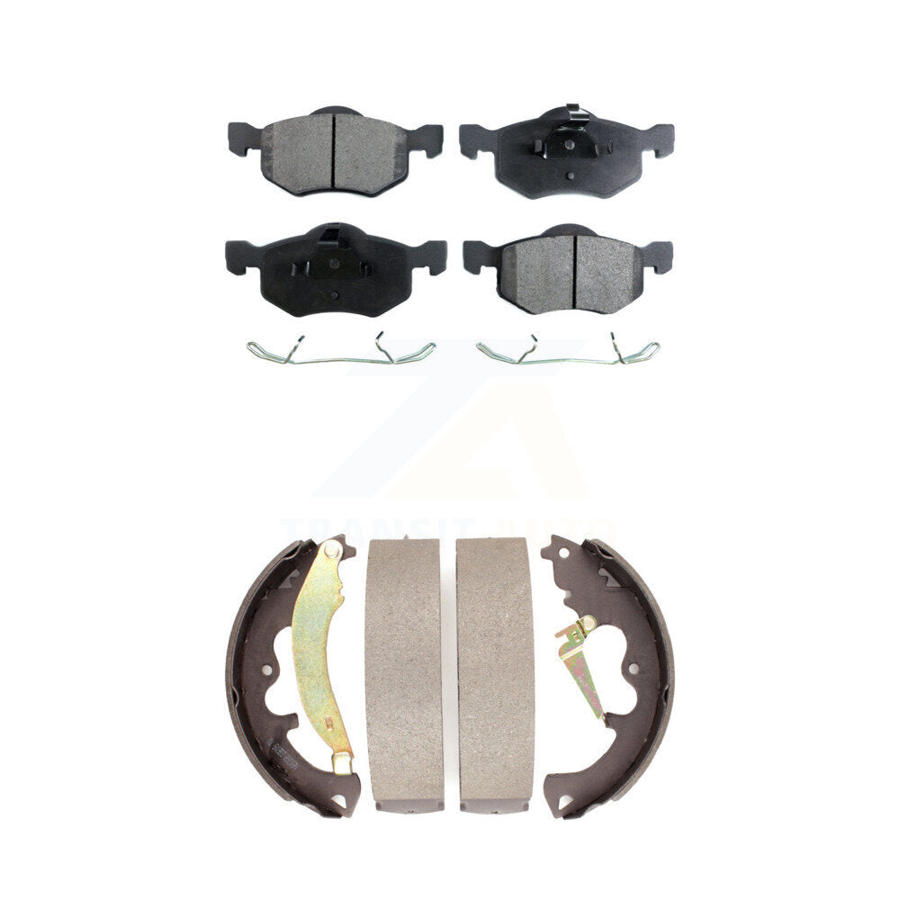Front Rear Ceramic Brake Pads Drum Shoe Kit For 2007 Ford Escape Mercury Mariner