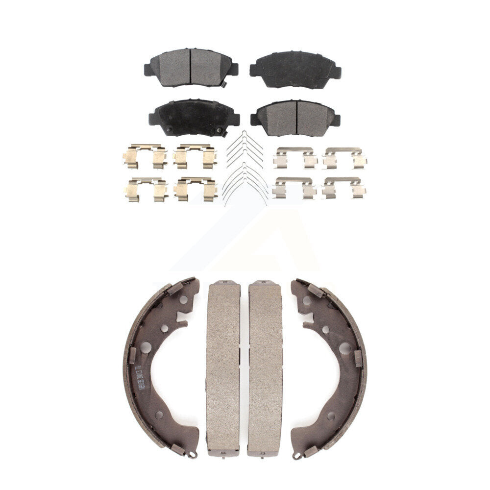 Front Rear Ceramic Brake Pads And Drum Shoes Kit For Honda Fit Civic KTN-100211