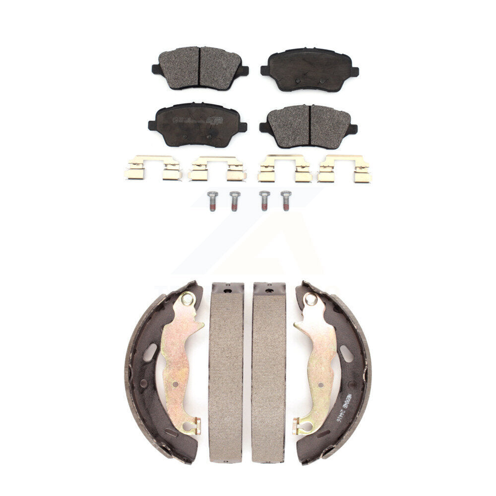 Front Rear Ceramic Brake Pads And Drum Shoes Kit For 2014-2019 Ford Fiesta ST