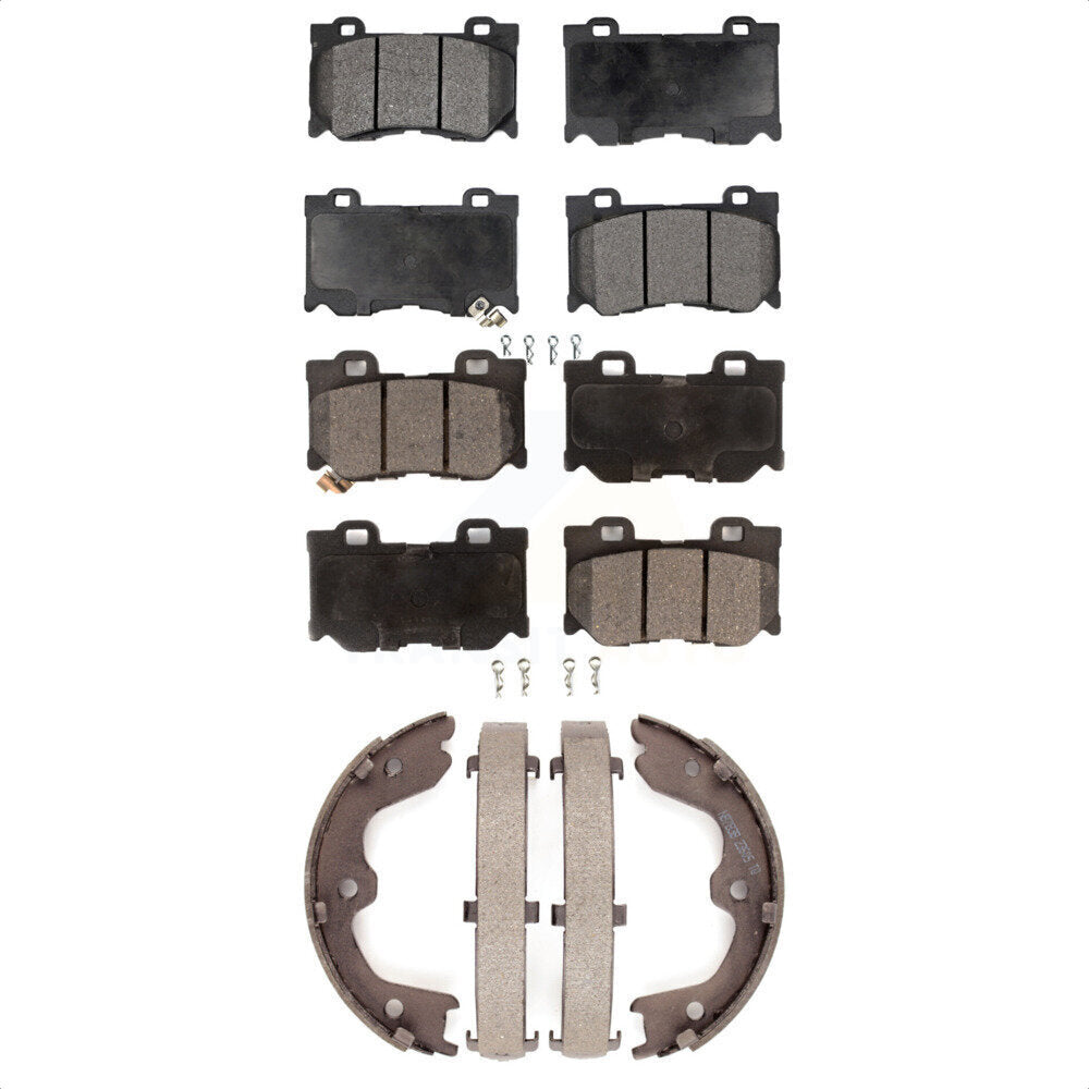 Front Rear Ceramic Brake Pads And Parking Shoes Kit For INFINITI G37 KTN-100536
