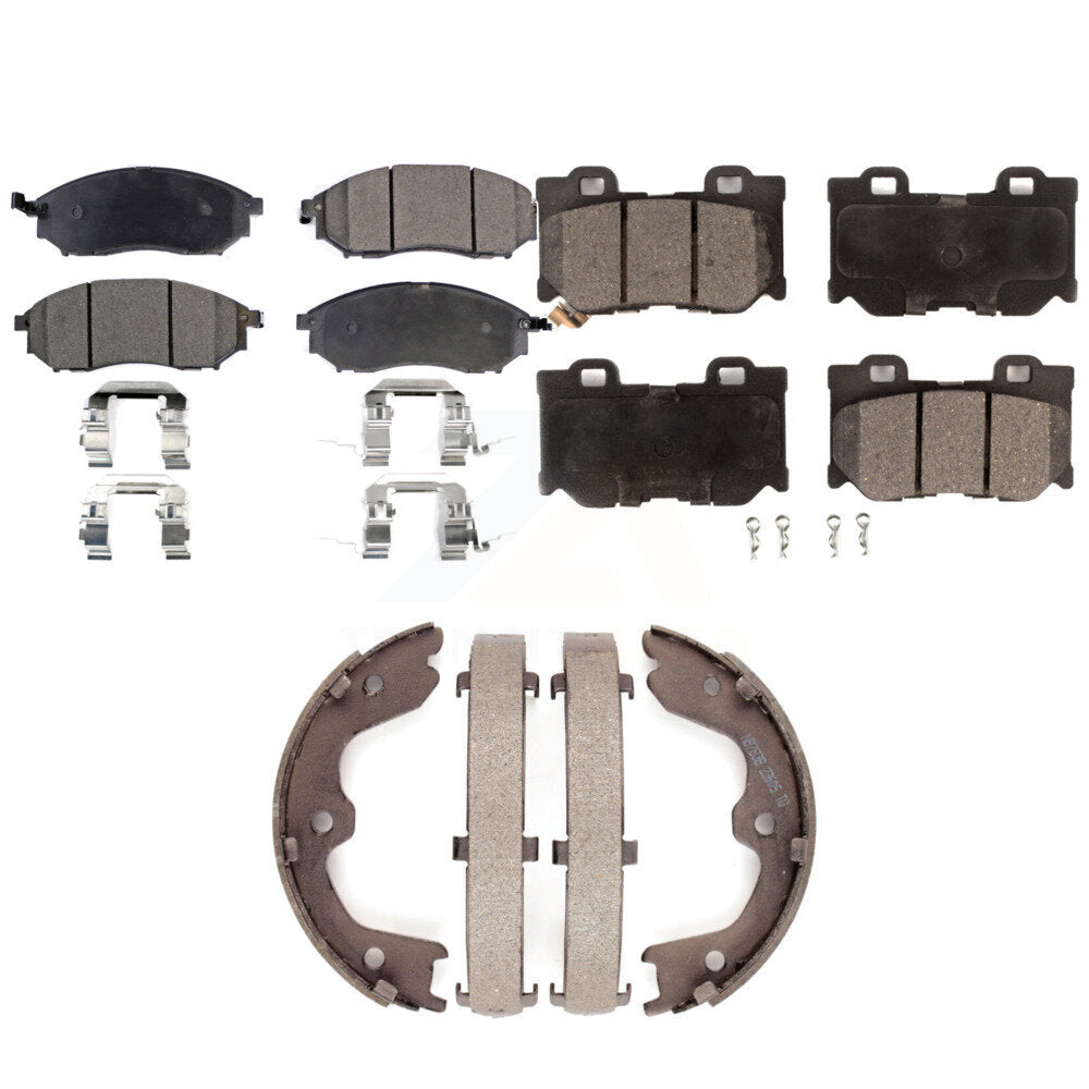 Front Rear Ceramic Brake Pads And Parking Shoes Kit For Nissan 370Z KTN-100541