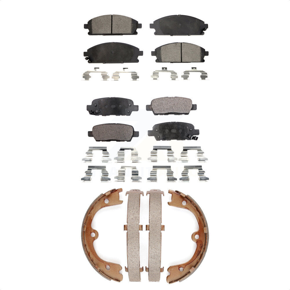 Front Rear Ceramic Brake Pads And Parking Shoes Kit For 2004-2005 Nissan Quest
