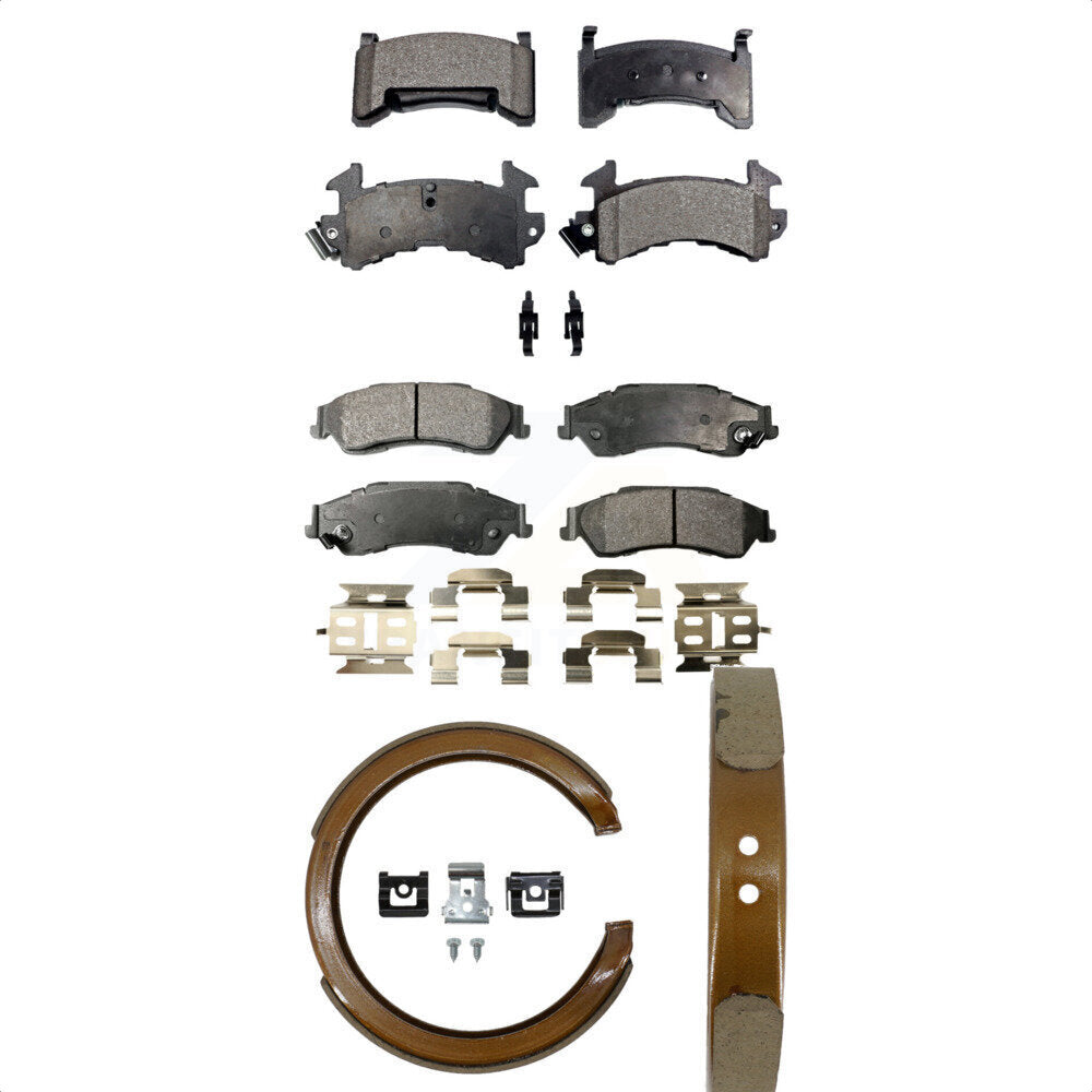 Front Rear Ceramic Brake Pads And Parking Shoes Kit For Chevrolet S10 GMC Sonoma