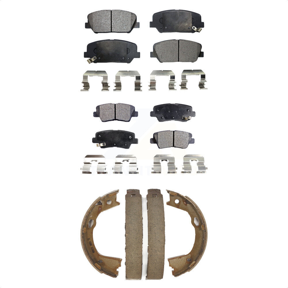 Front Rear Ceramic Brake Pads Parking Shoe Kit For 13 Kia Optima EX/SX with 2.0L