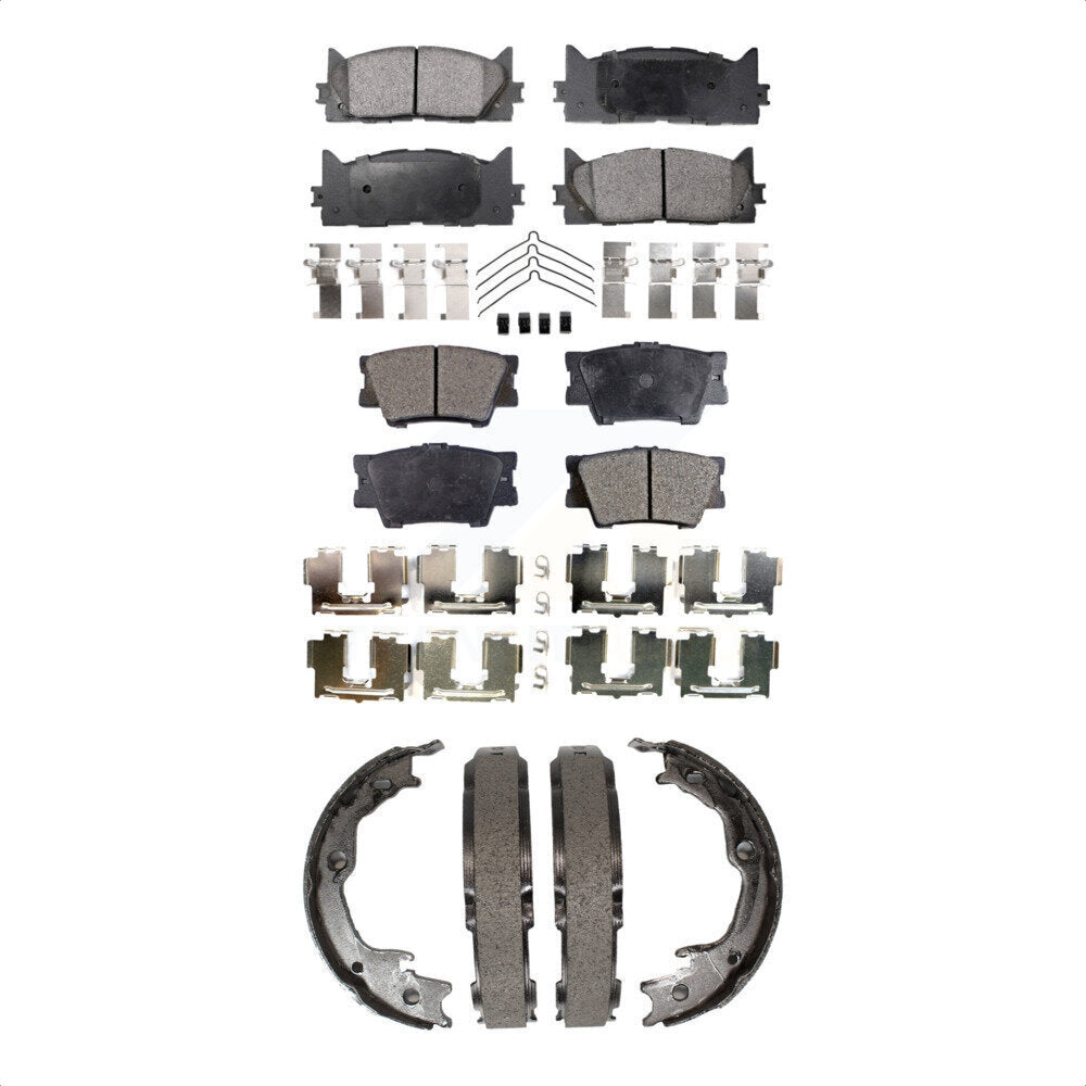 Front Rear Ceramic Brake Pads And Parking Shoes Kit For Toyota Camry Lexus ES350