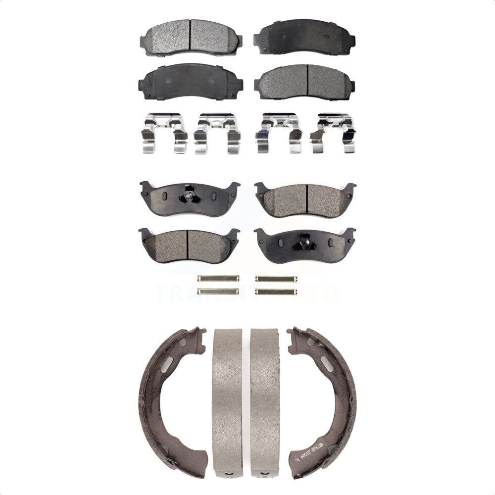 Front Rear Ceramic Brake Pads And Parking Shoes Kit For Ford Explorer Mercury